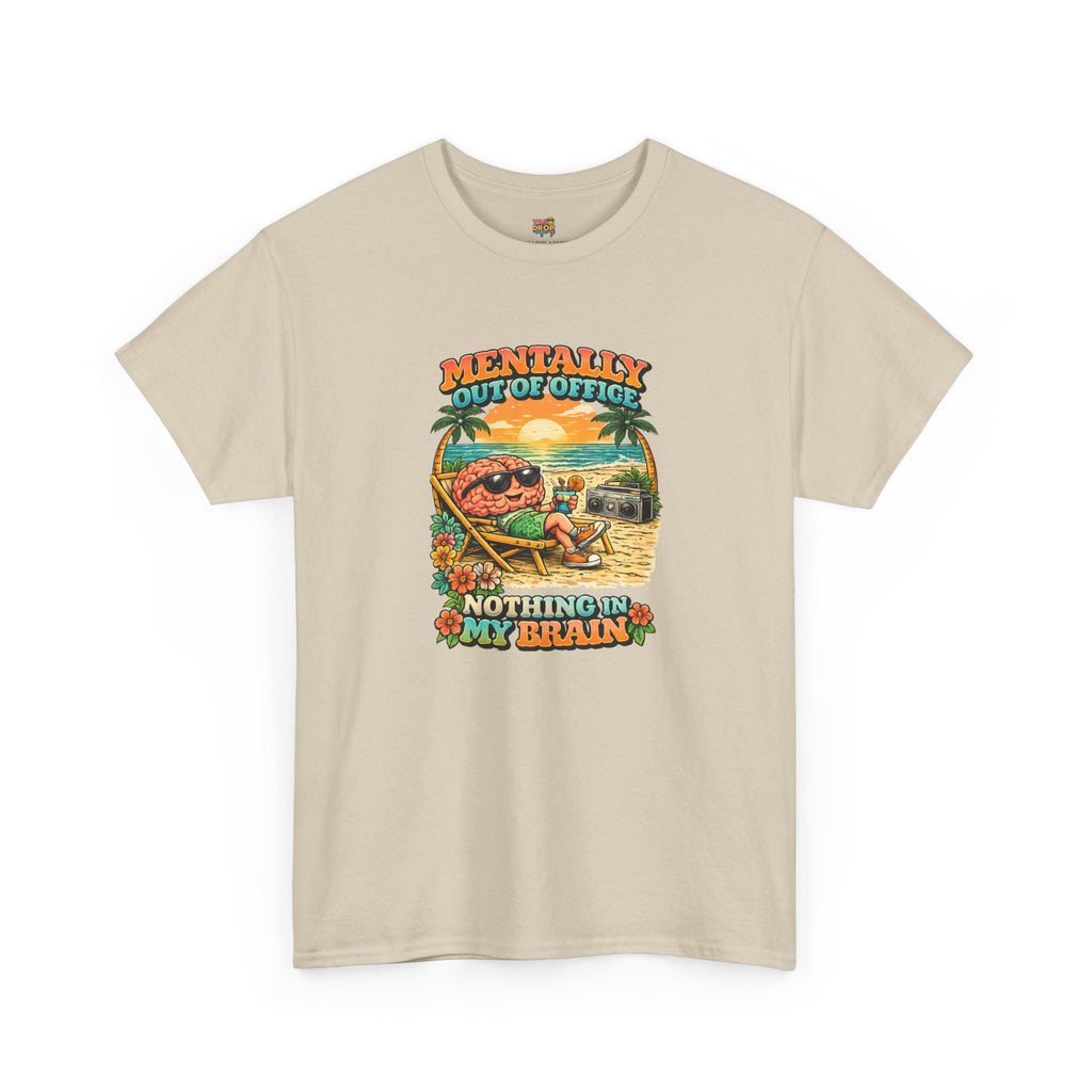 "Mentally Out of Office" Retro Brain Graphic Tee - Sarcastic Vacation T-Shirt