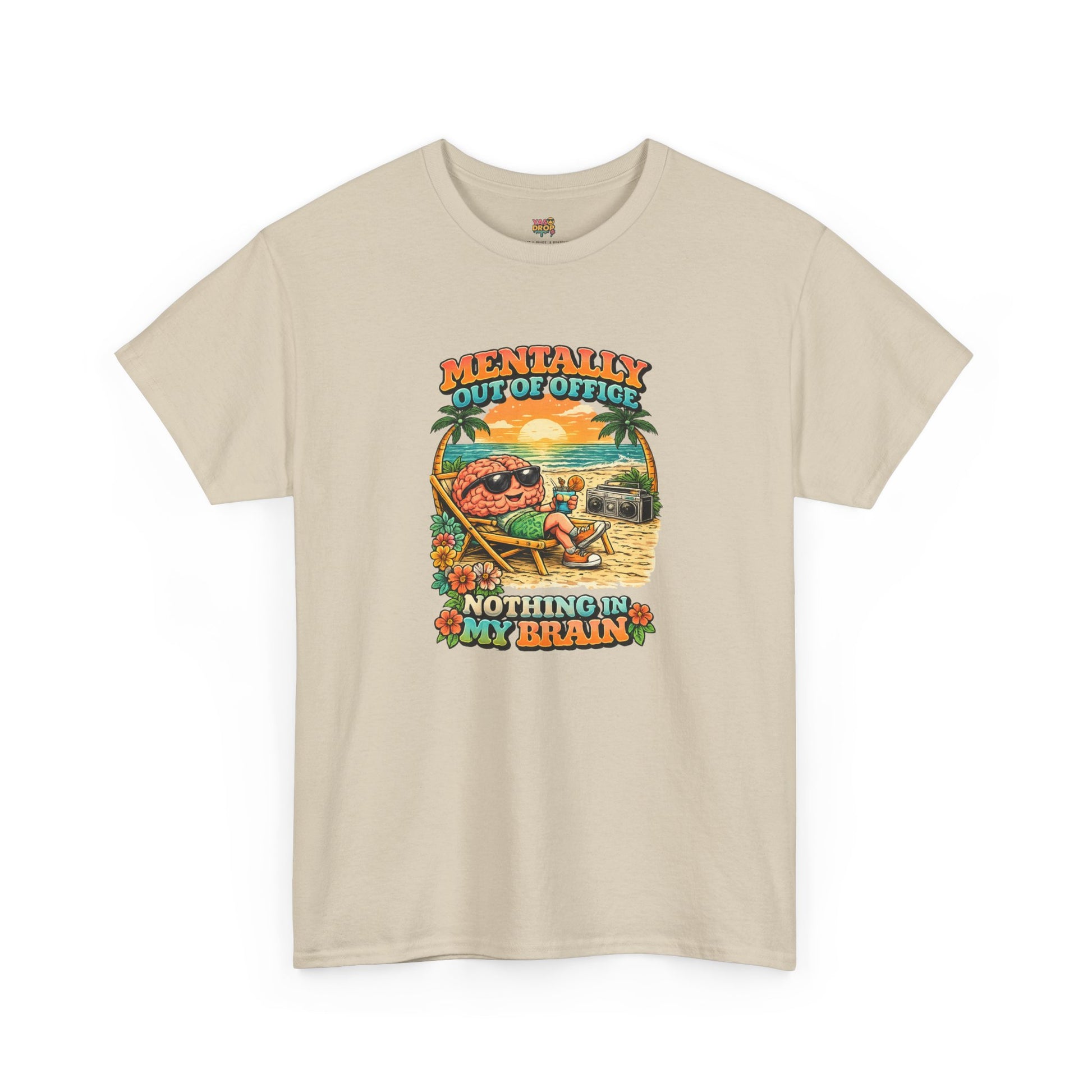 "Mentally Out of Office" Retro Brain Graphic Tee - Sarcastic Vacation T-Shirt