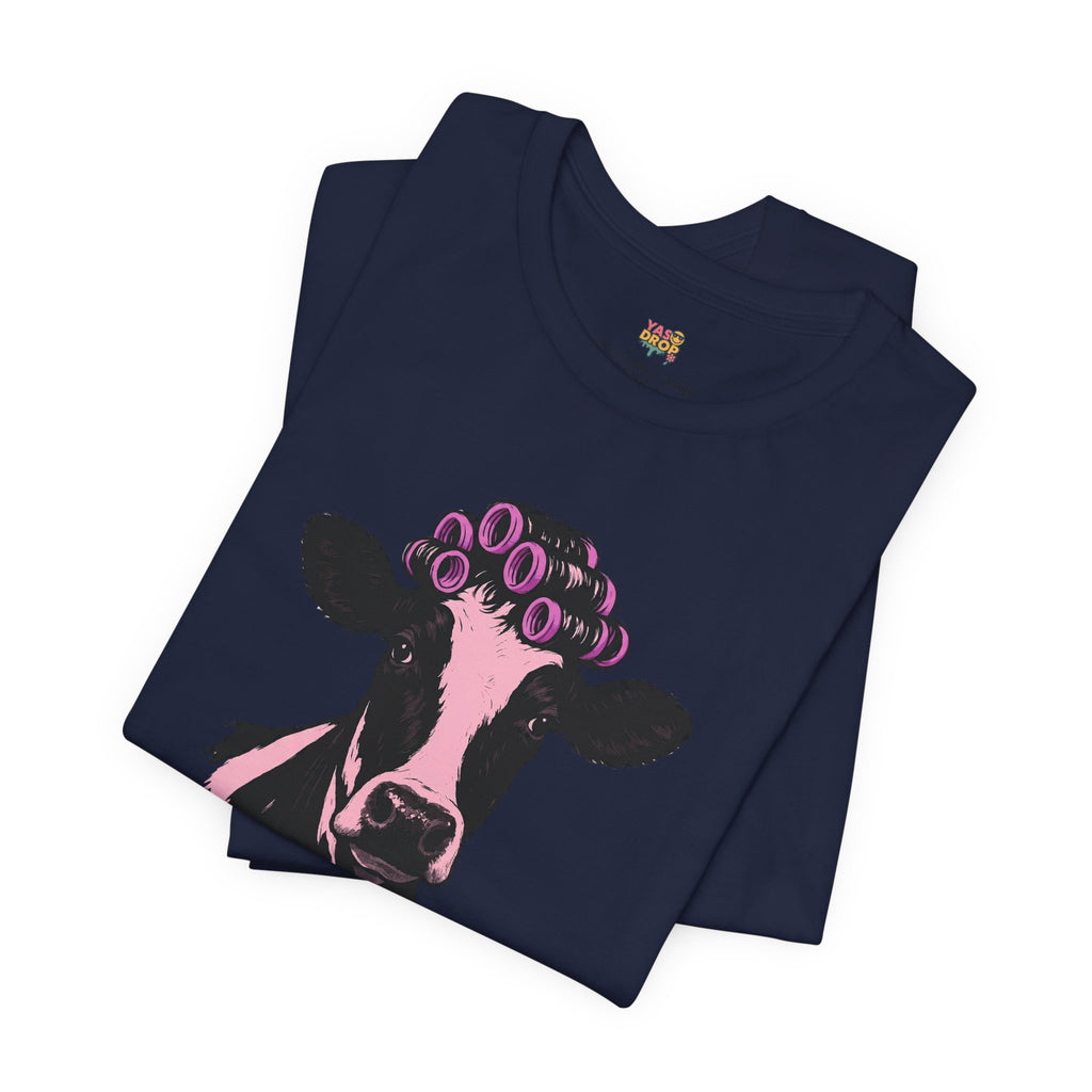 "In My Lane" Cow in Rollers Graphic Tee – Aesthetic Ironic Minimalist Streetwear
