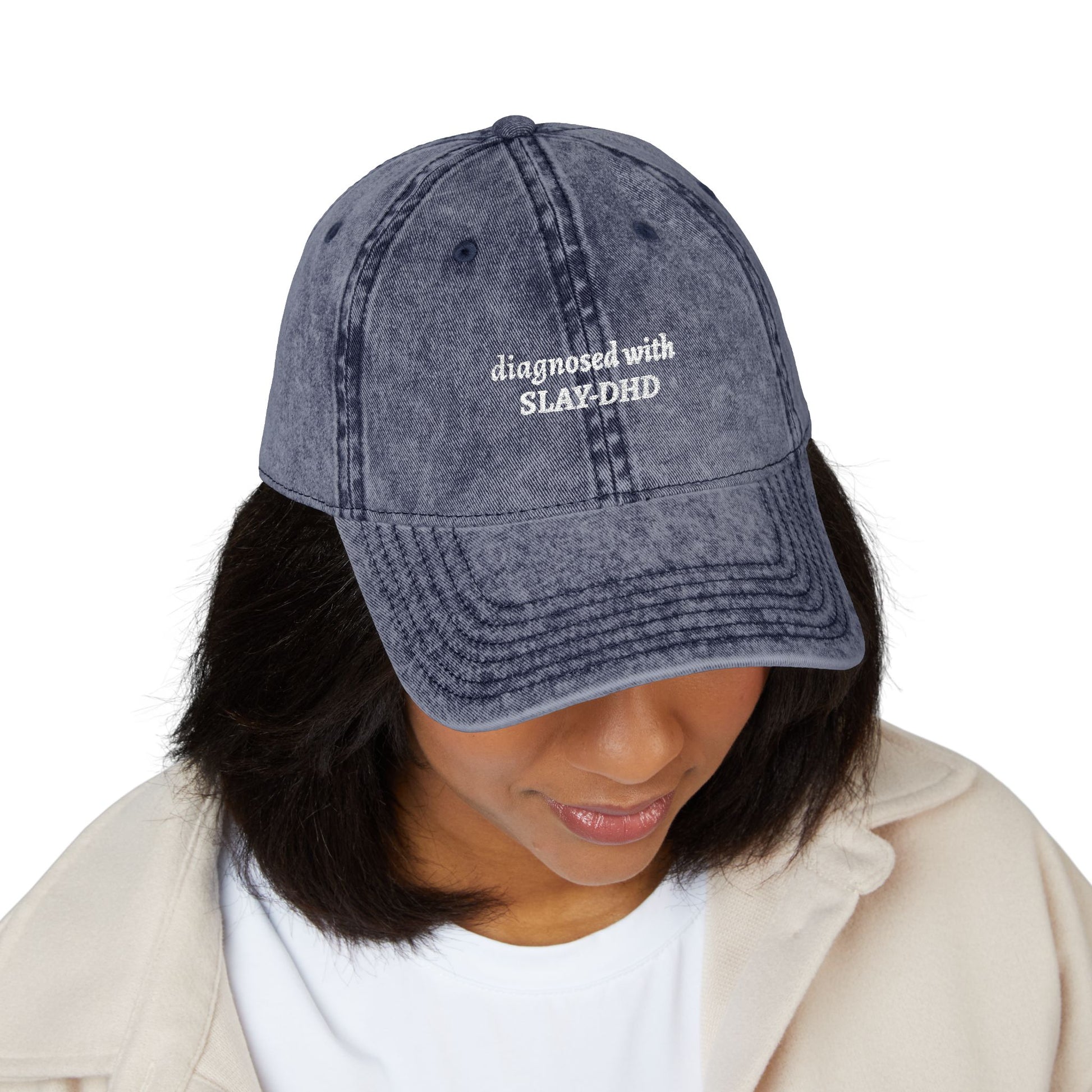Diagnosed With SLAY-DHD Embroidered Hat | Aesthetic Vintage Unstructured Low Profile Cap