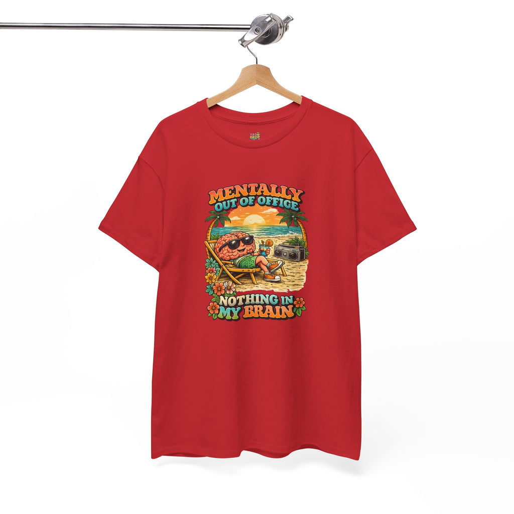"Mentally Out of Office" Retro Brain Graphic Tee - Sarcastic Vacation T-Shirt