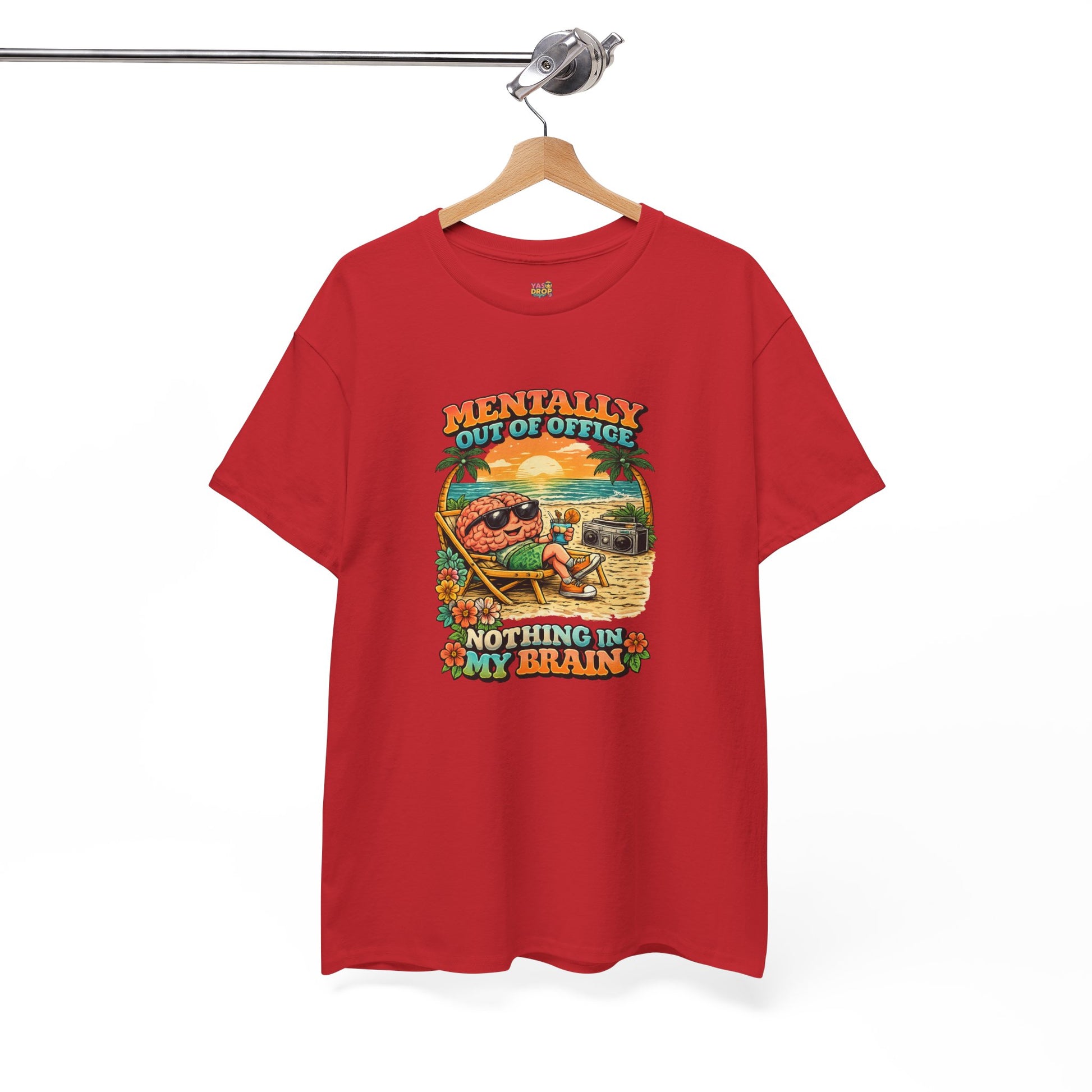 "Mentally Out of Office" Retro Brain Graphic Tee - Sarcastic Vacation T-Shirt