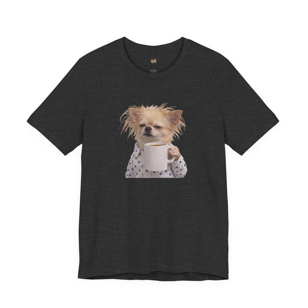 Morning Mood Tired Chihuahua Coffee Graphic T-Shirt