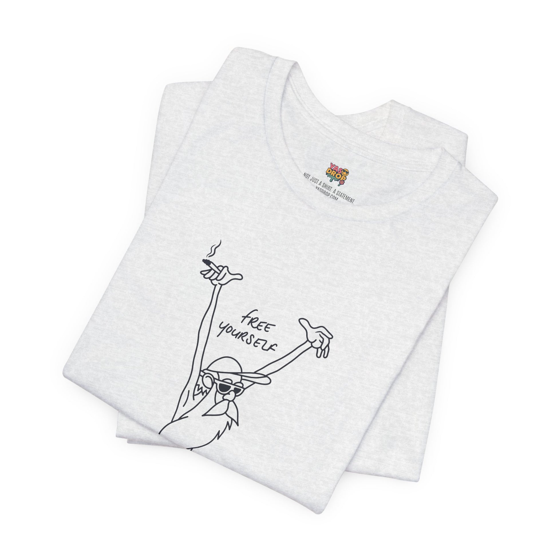"Free Yourself" Retro Line Art Graphic Tee – Ironic Minimalist Streetwear