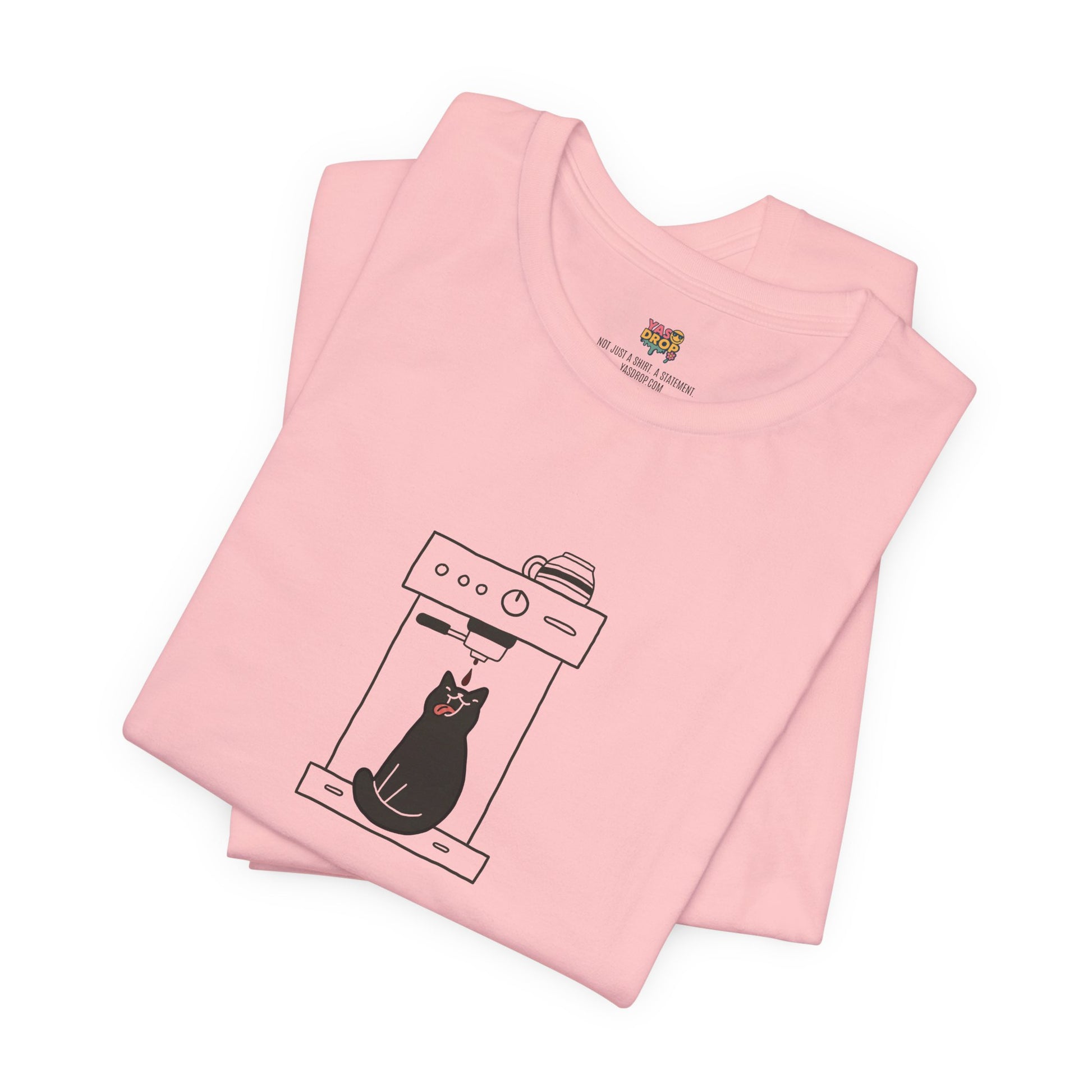 Espresso Cat Graphic Tee – Ironic Minimalist Coffee Streetwear