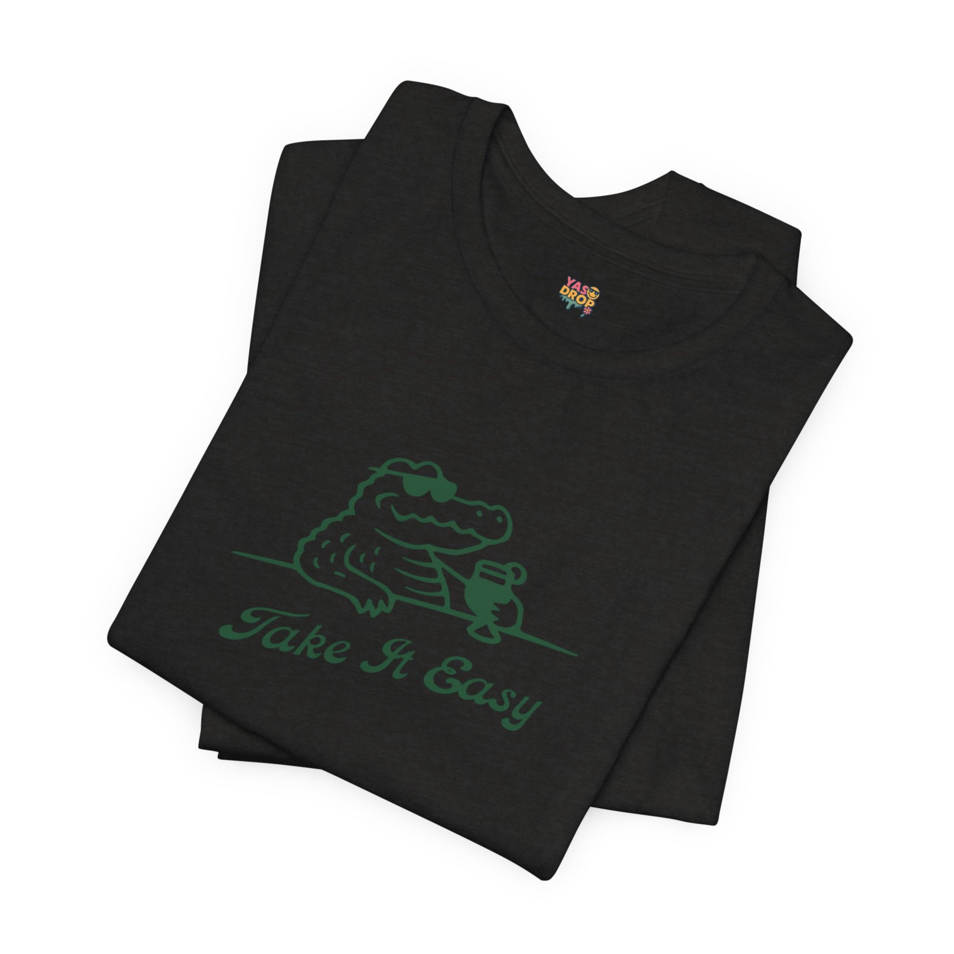 Take It Easy Crocodile Graphic Tee - Retro Aesthetic Vintage White Streetwear Shirt
