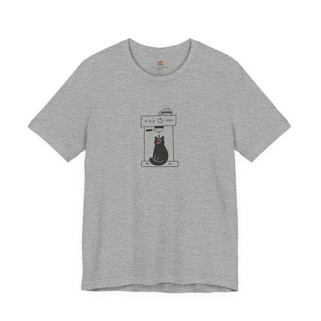 Espresso Cat Graphic Tee – Ironic Minimalist Coffee Streetwear