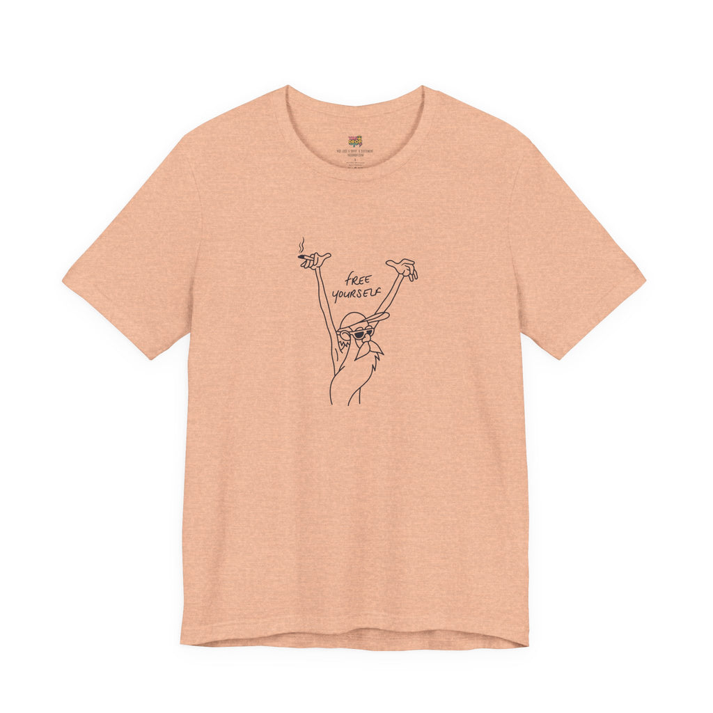 "Free Yourself" Retro Line Art Graphic Tee – Ironic Minimalist Streetwear