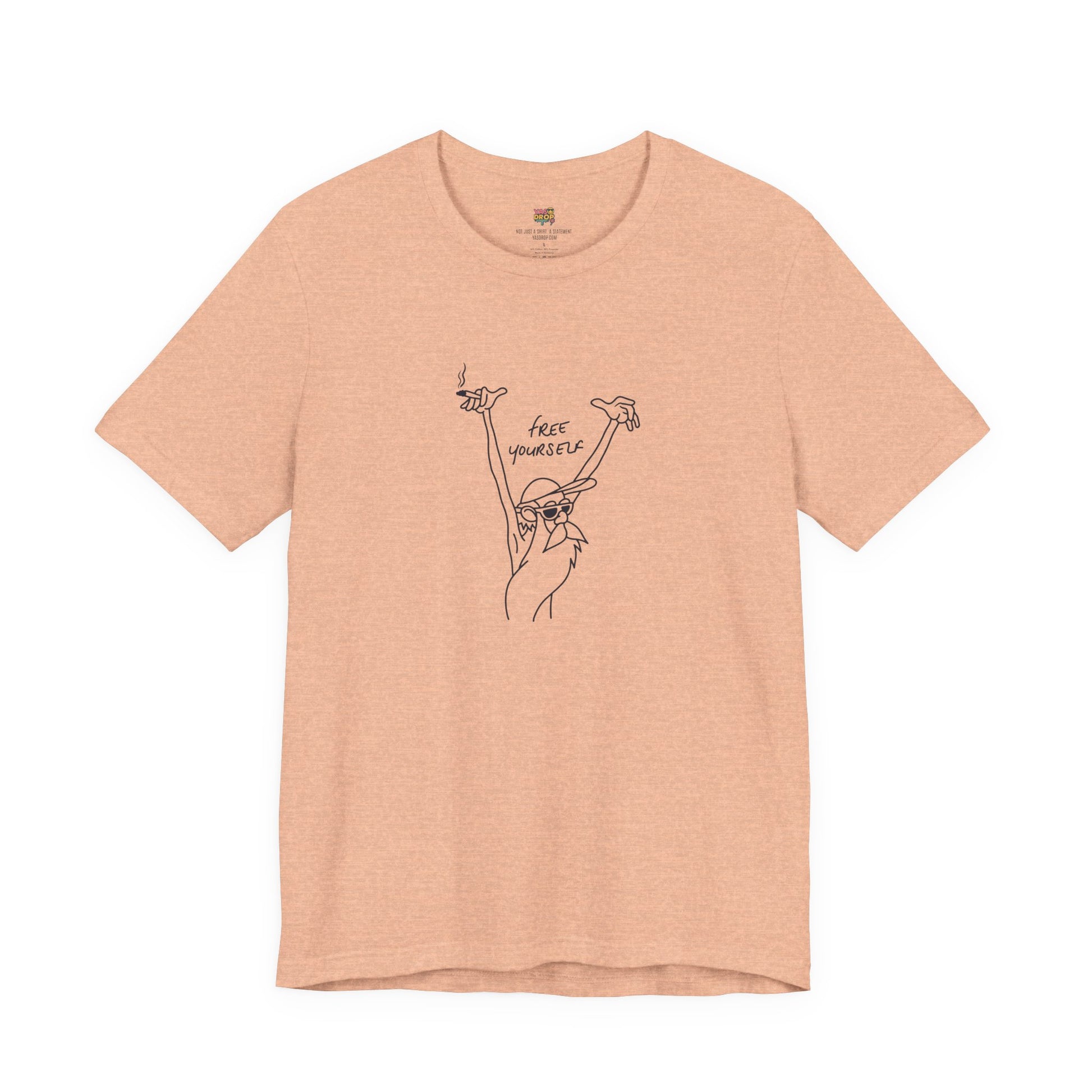 "Free Yourself" Retro Line Art Graphic Tee – Ironic Minimalist Streetwear