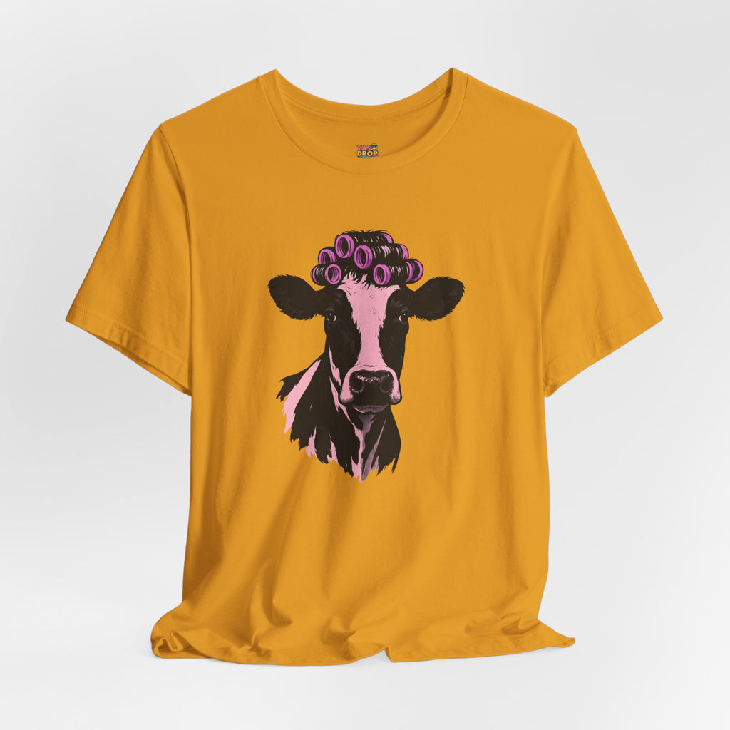 "In My Lane" Cow in Rollers Graphic Tee – Aesthetic Ironic Minimalist Streetwear