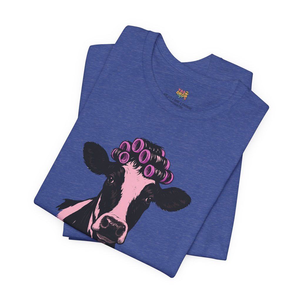 "In My Lane" Cow in Rollers Graphic Tee – Aesthetic Ironic Minimalist Streetwear