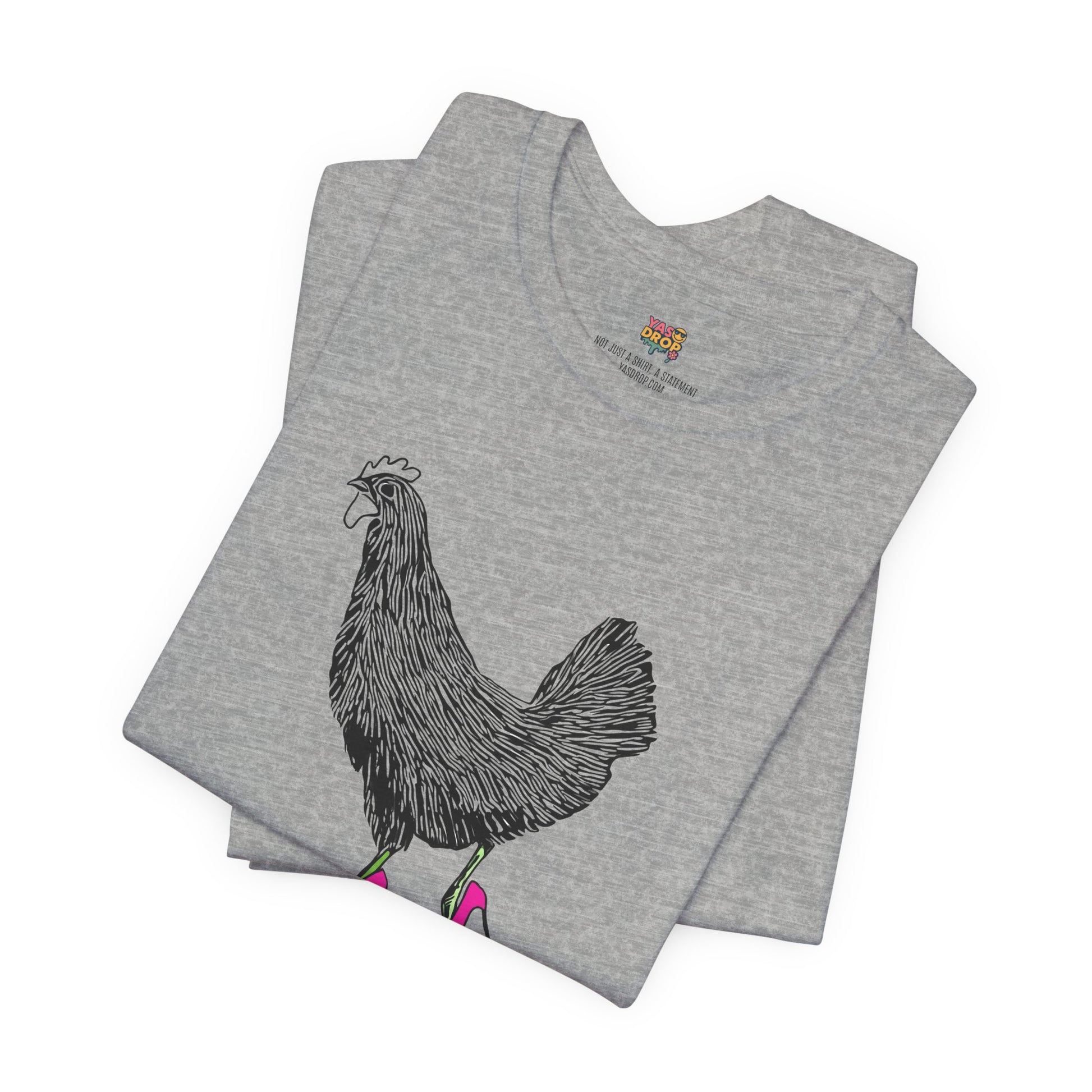 "Serving Looks" Chicken in Heels Graphic Tee – Ironic Minimalist Streetwear
