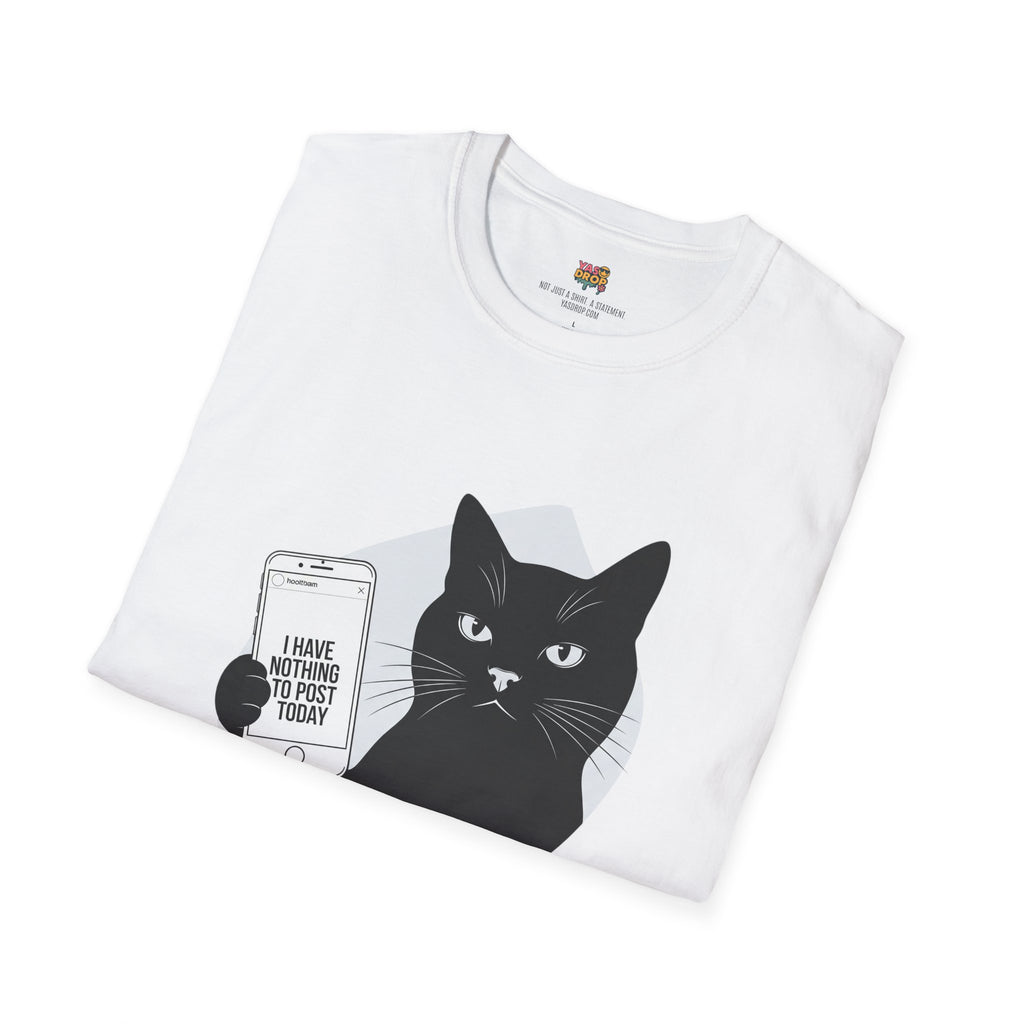 Social Media Struggles Cat T-Shirt | "I Have Nothing to Post Today" Tee