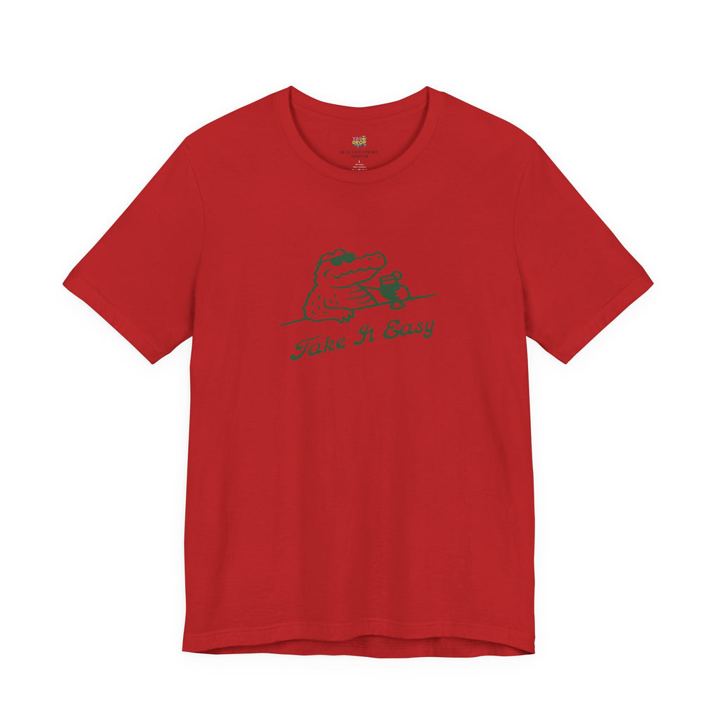 Take It Easy Crocodile Graphic Tee - Retro Aesthetic Vintage White Streetwear Shirt