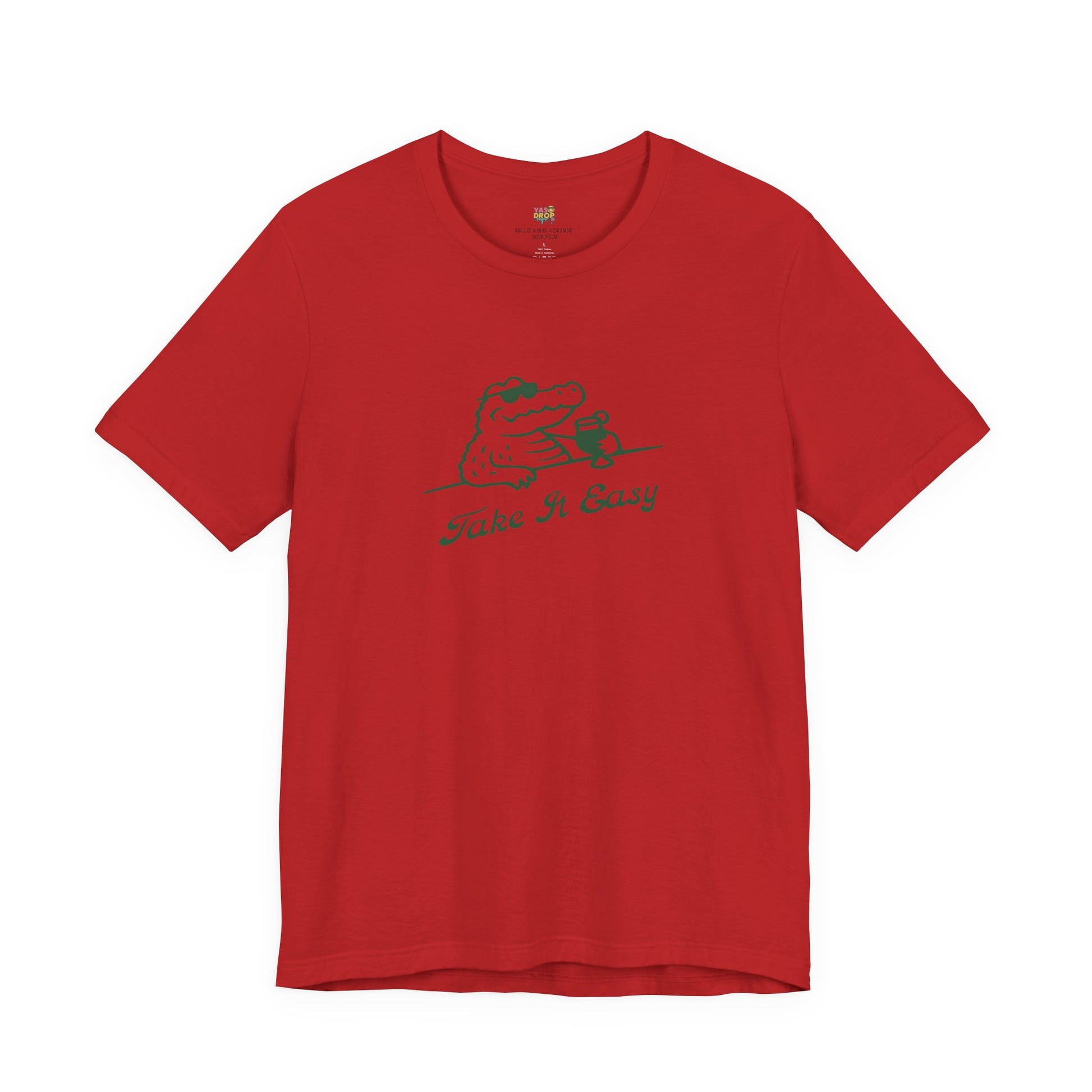 Take It Easy Crocodile Graphic Tee - Retro Aesthetic Vintage White Streetwear Shirt