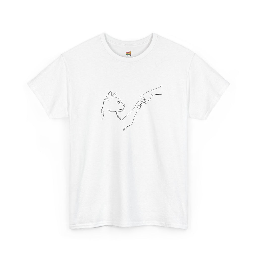 Paw Bump Bond: Minimalist Cat & Human Connection Art Tee