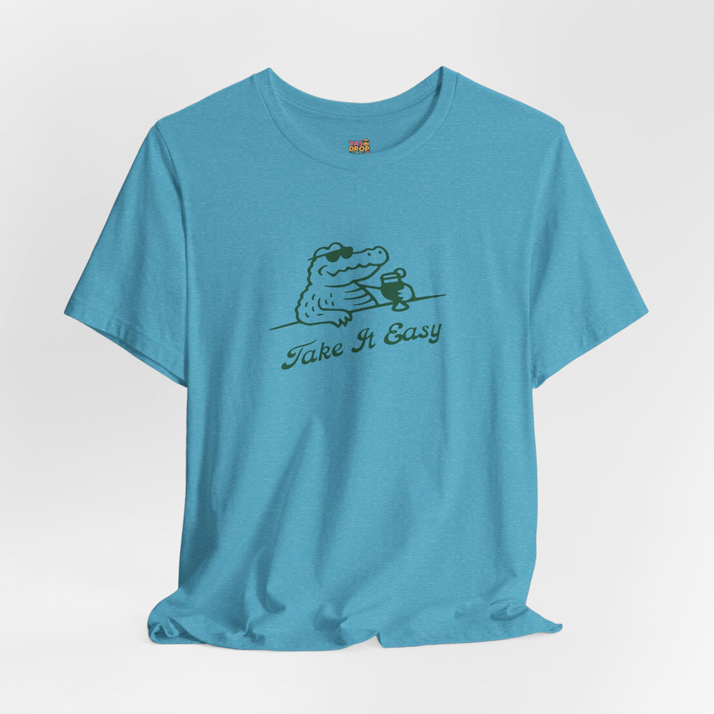 Take It Easy Crocodile Graphic Tee - Retro Aesthetic Vintage White Streetwear Shirt