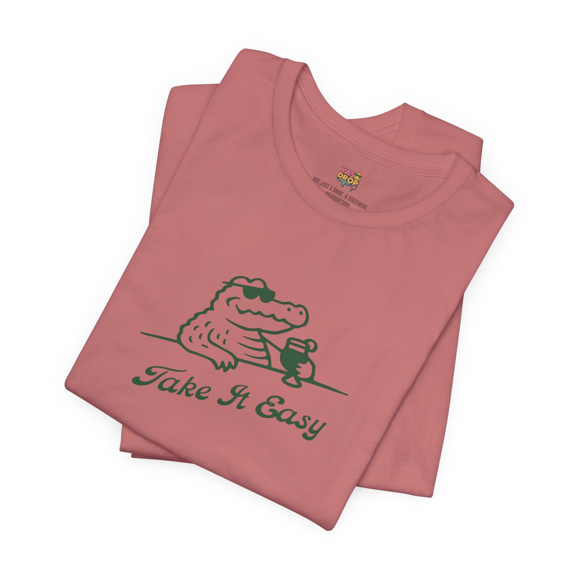 Take It Easy Crocodile Graphic Tee - Retro Aesthetic Vintage White Streetwear Shirt