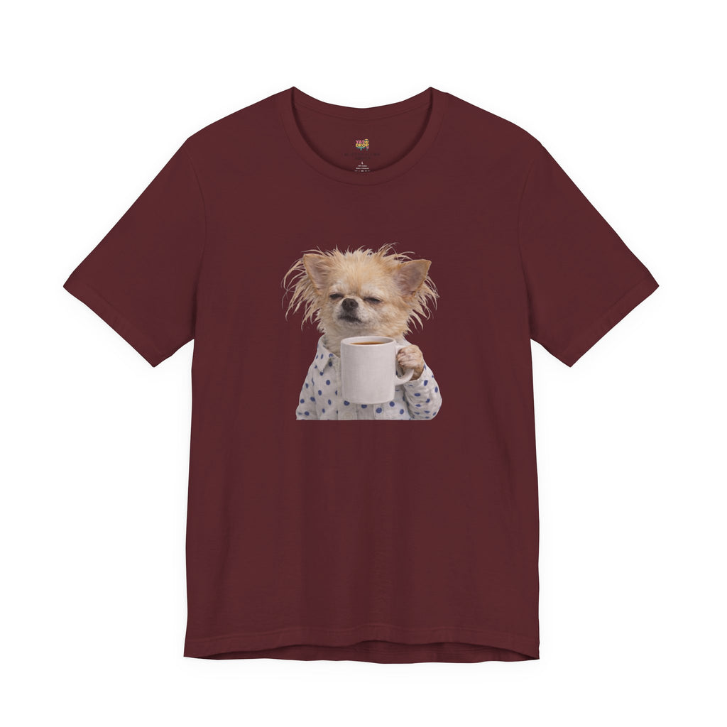 Morning Mood Tired Chihuahua Coffee Graphic T-Shirt
