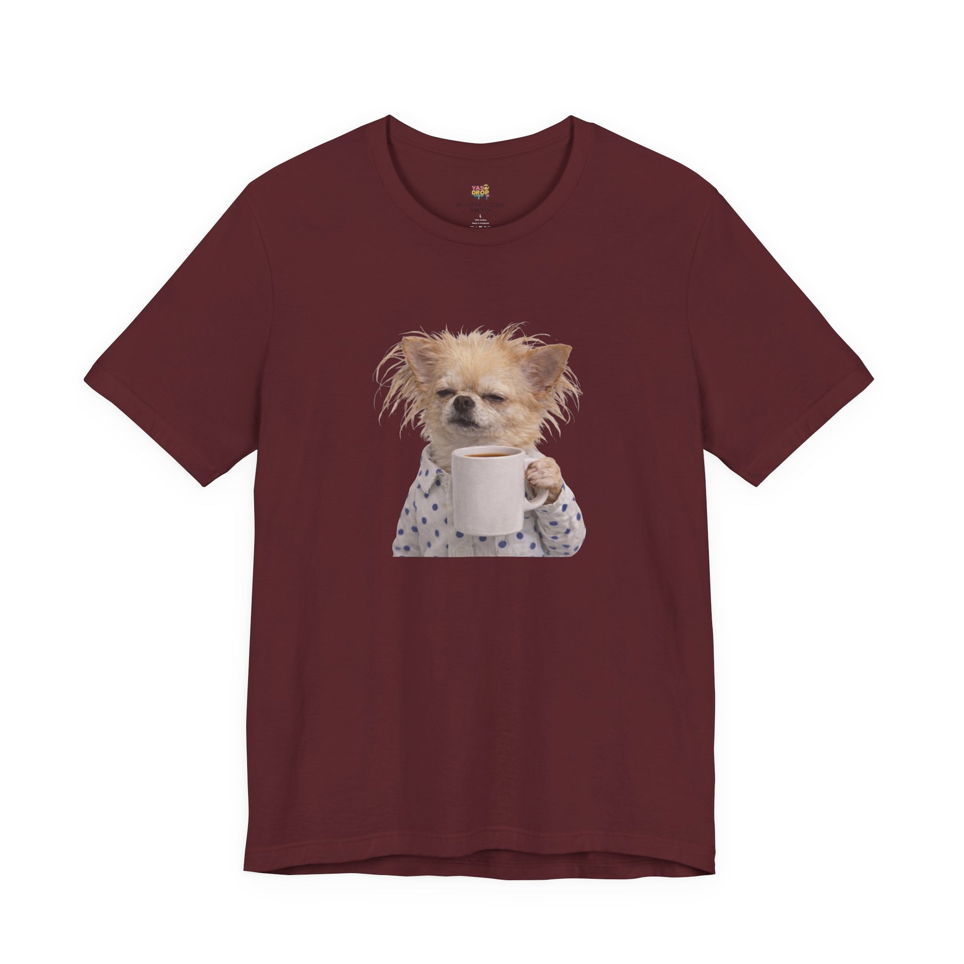 Morning Mood Tired Chihuahua Coffee Graphic T-Shirt