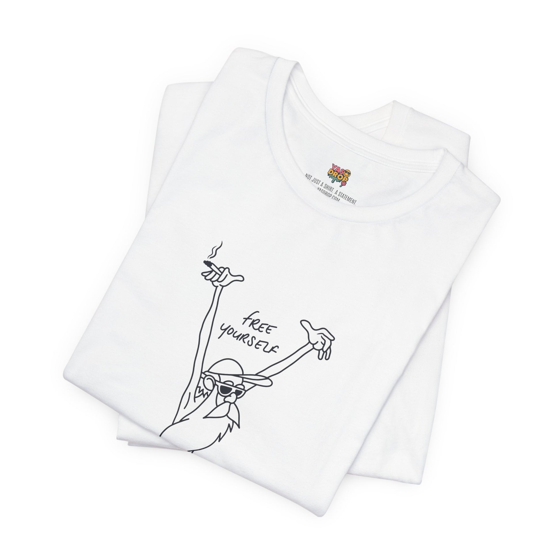 "Free Yourself" Retro Line Art Graphic Tee – Ironic Minimalist Streetwear