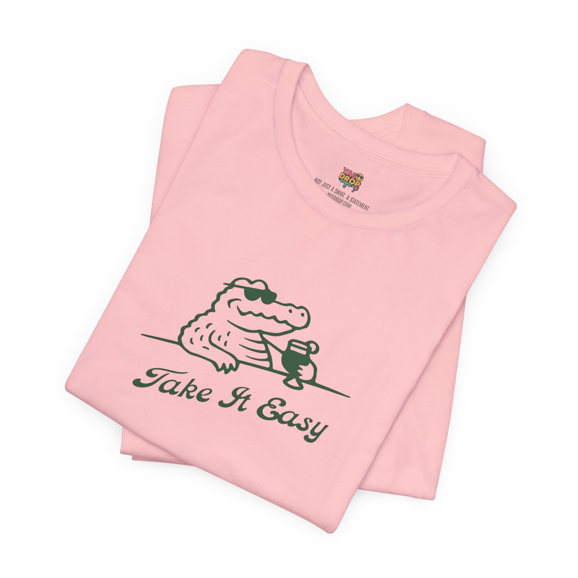 Take It Easy Crocodile Graphic Tee - Retro Aesthetic Vintage White Streetwear Shirt