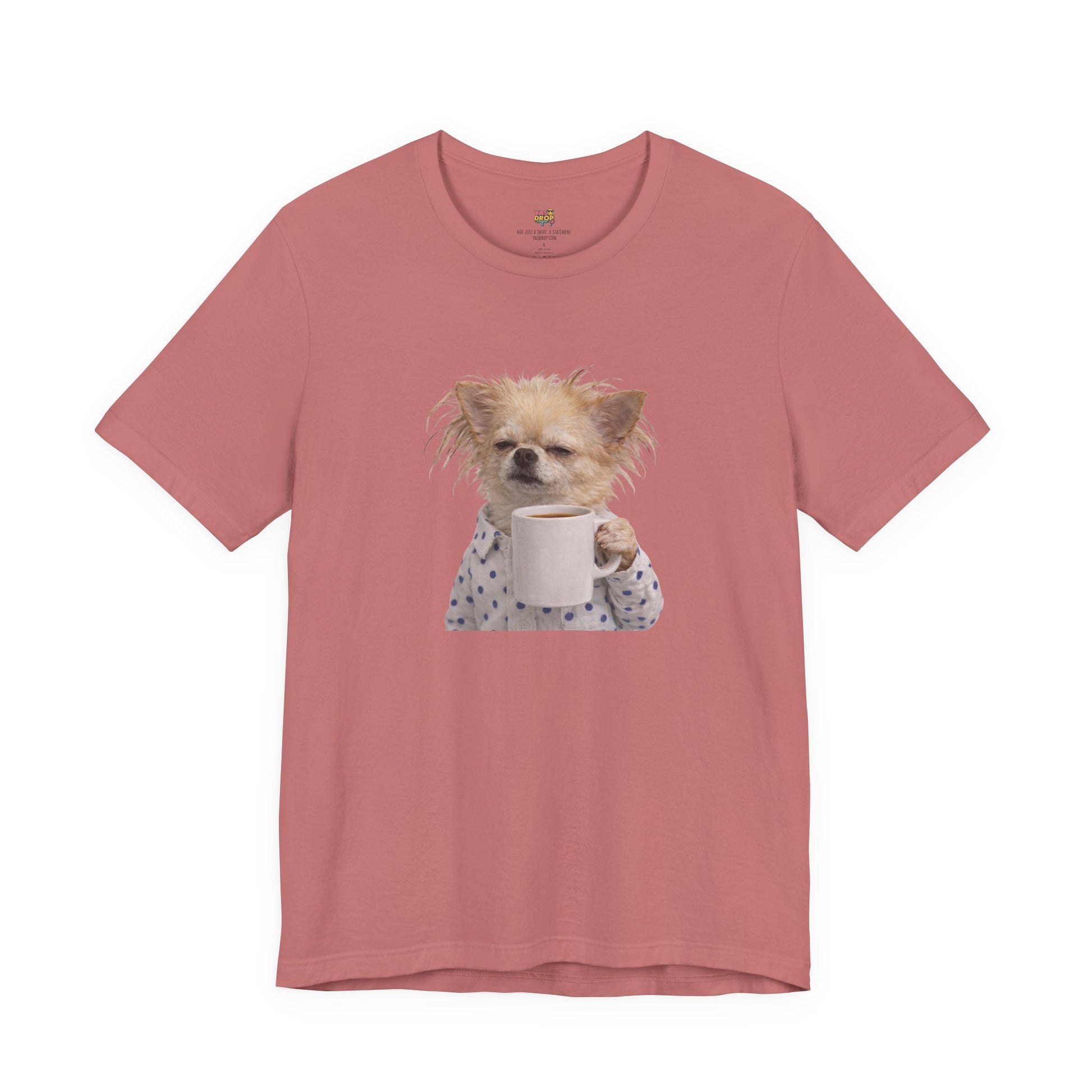 Morning Mood Tired Chihuahua Coffee Graphic T-Shirt