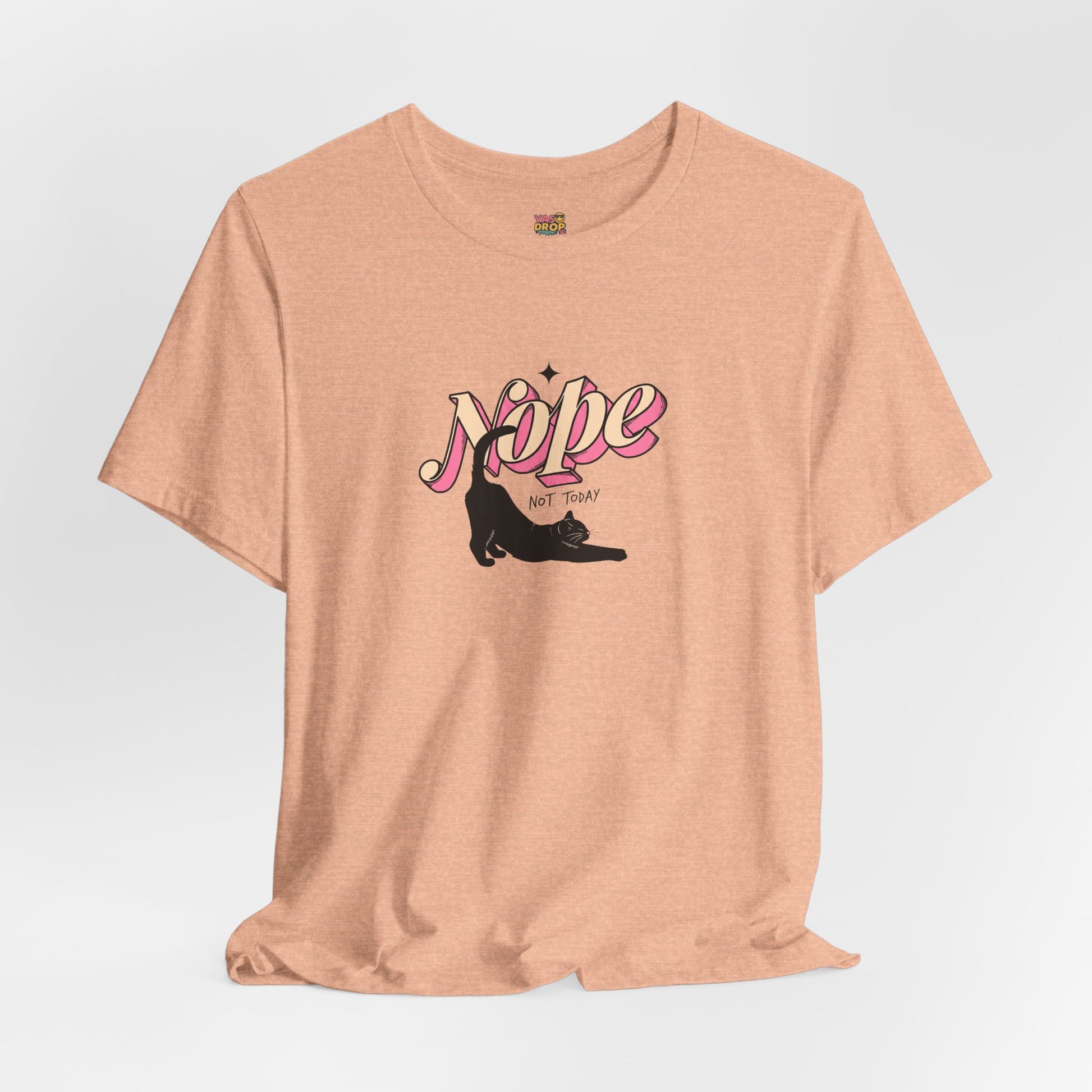 "Nope Not Today" Retro Typography Cat Tee – Y2K Streetwear Graphic Shirt