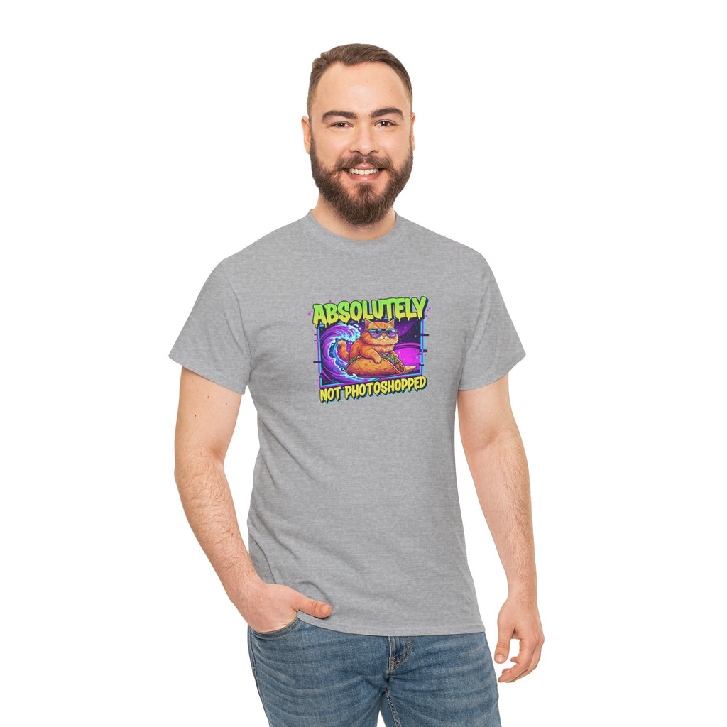 Absolutely Not Photoshopped: Neon Cat Surfing Taco Tee