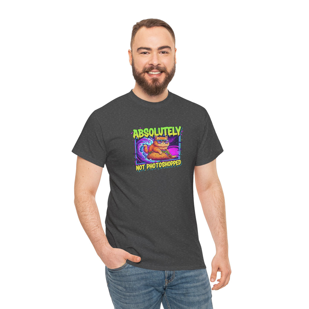 Absolutely Not Photoshopped: Neon Cat Surfing Taco Tee