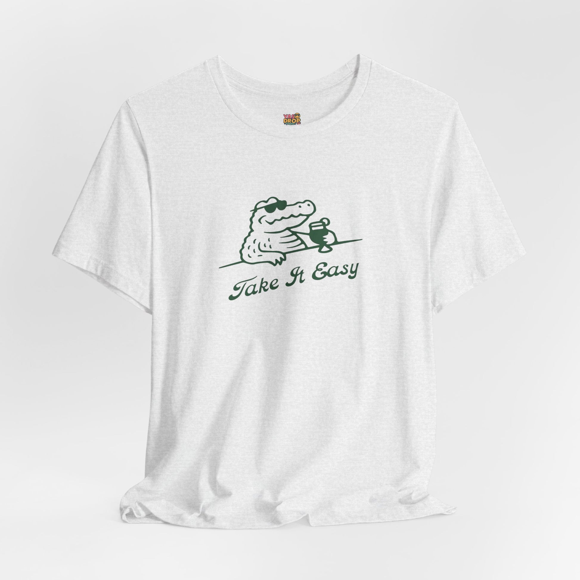 Take It Easy Crocodile Graphic Tee - Retro Aesthetic Vintage White Streetwear Shirt