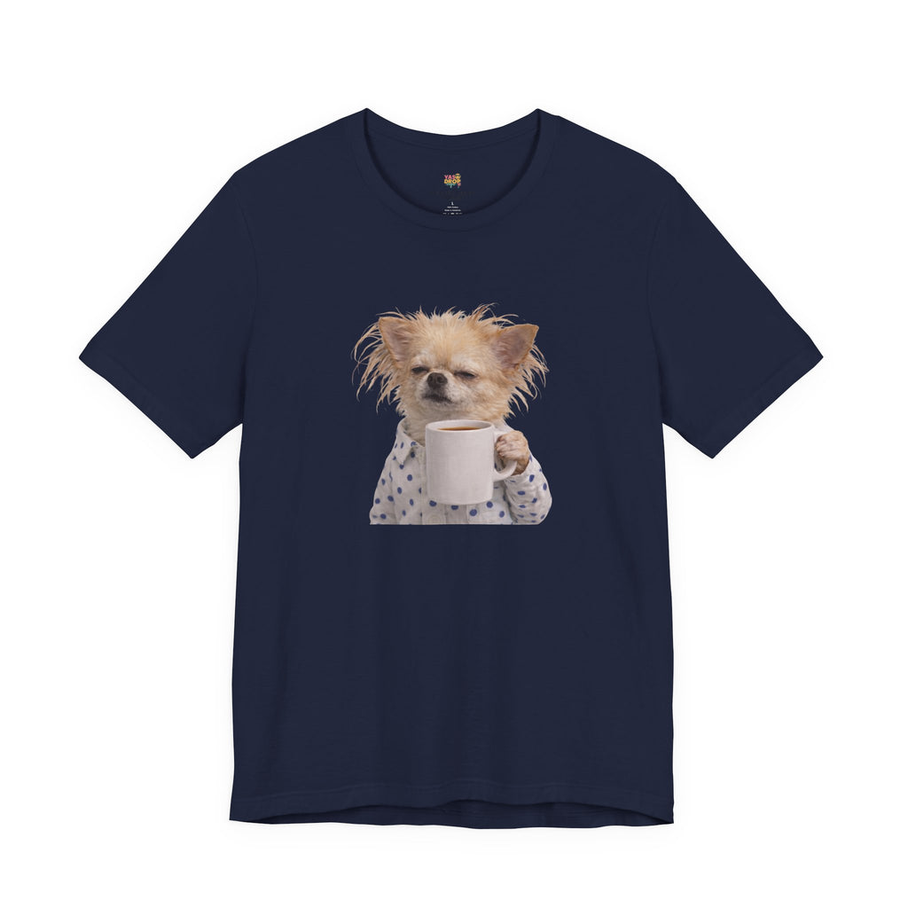 Morning Mood Tired Chihuahua Coffee Graphic T-Shirt