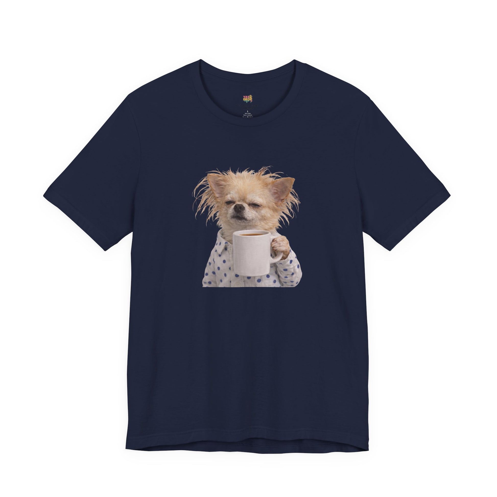 Morning Mood Tired Chihuahua Coffee Graphic T-Shirt