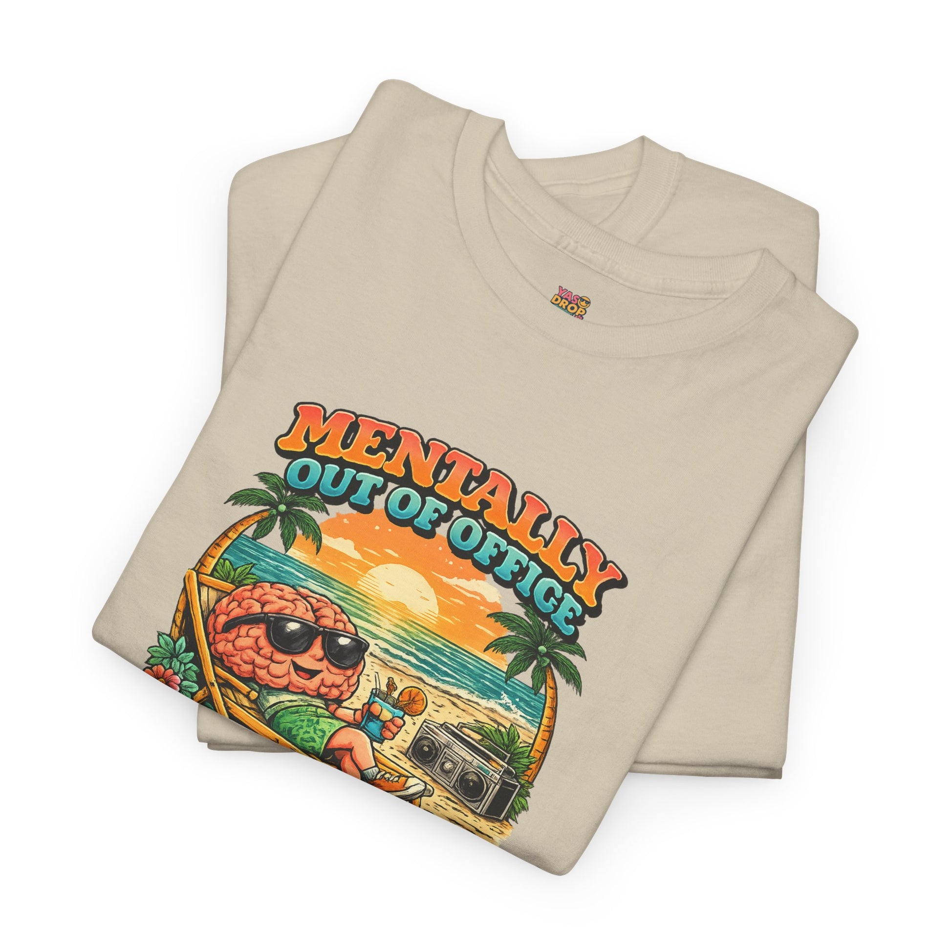 "Mentally Out of Office" Retro Brain Graphic Tee - Sarcastic Vacation T-Shirt
