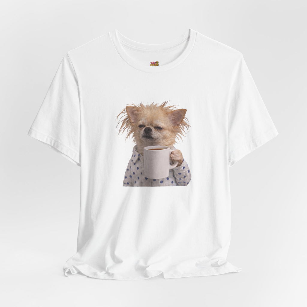Morning Mood Tired Chihuahua Coffee Graphic T-Shirt