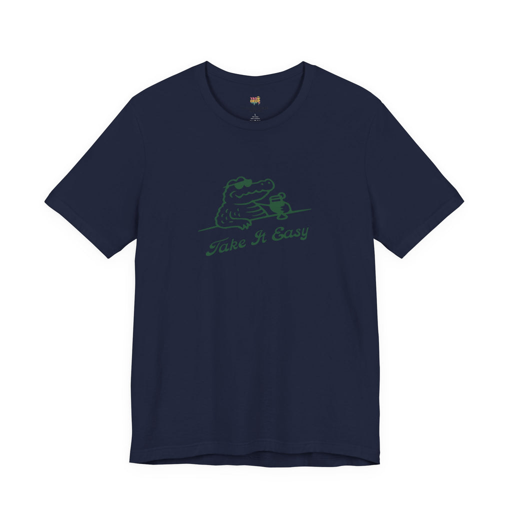 Take It Easy Crocodile Graphic Tee - Retro Aesthetic Vintage White Streetwear Shirt