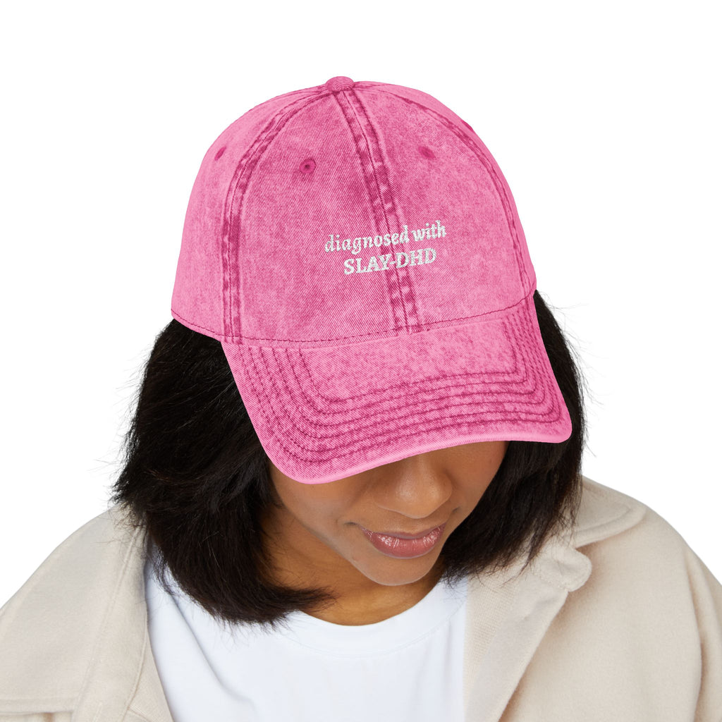 Diagnosed With SLAY-DHD Embroidered Hat | Aesthetic Vintage Unstructured Low Profile Cap