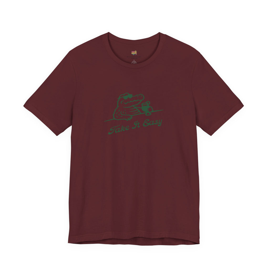 Take It Easy Crocodile Graphic Tee - Retro Aesthetic Vintage White Streetwear Shirt
