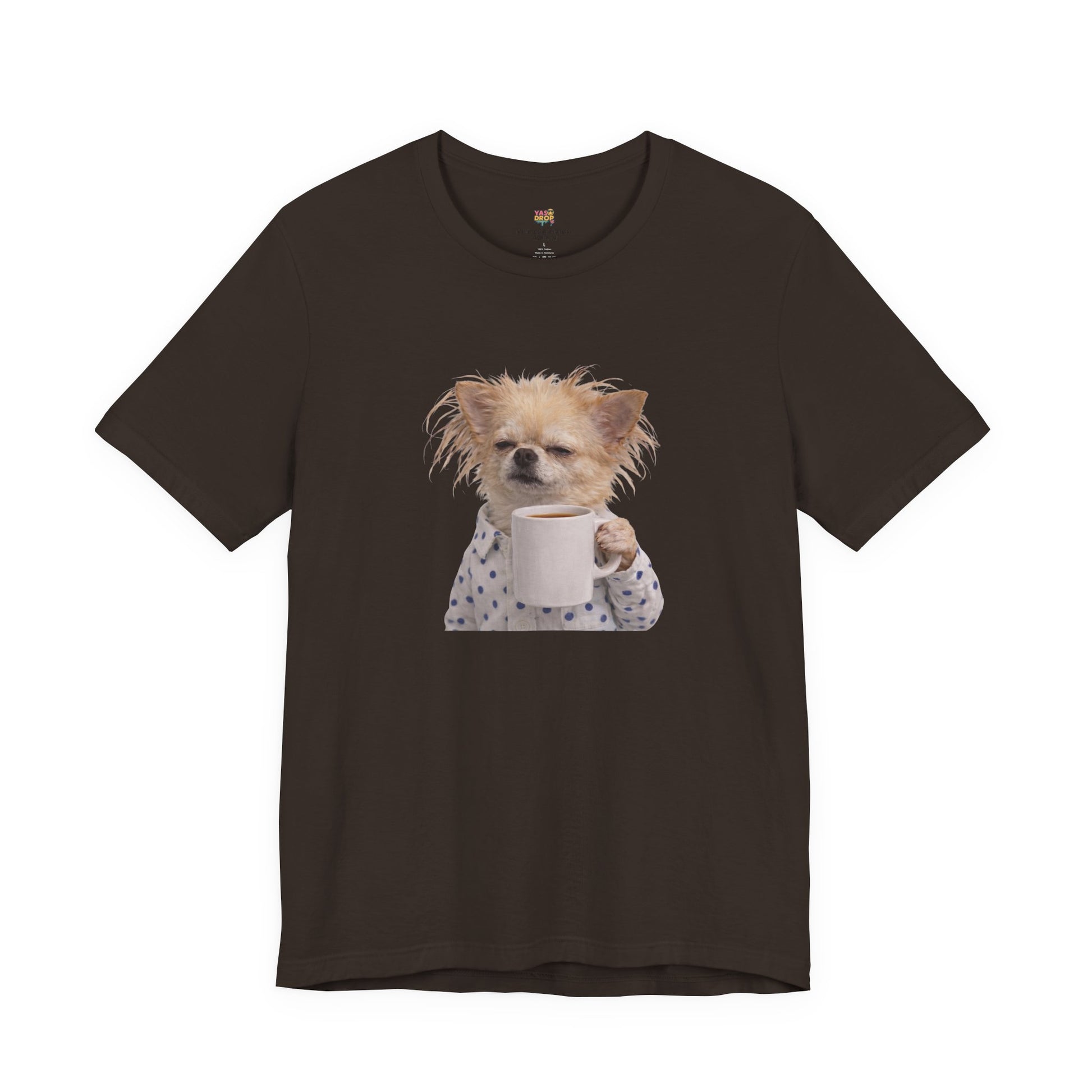 Morning Mood Tired Chihuahua Coffee Graphic T-Shirt