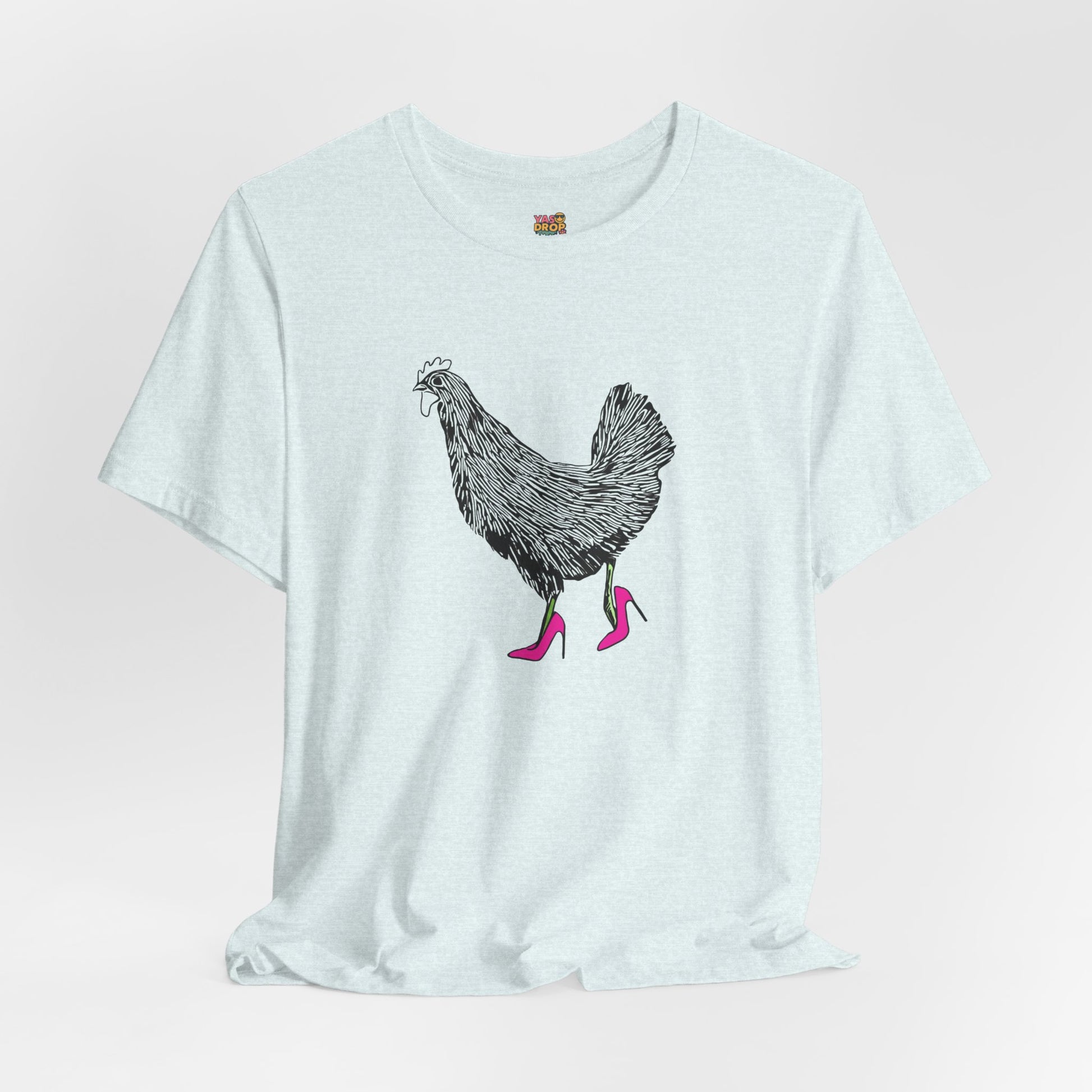 "Serving Looks" Chicken in Heels Graphic Tee – Ironic Minimalist Streetwear