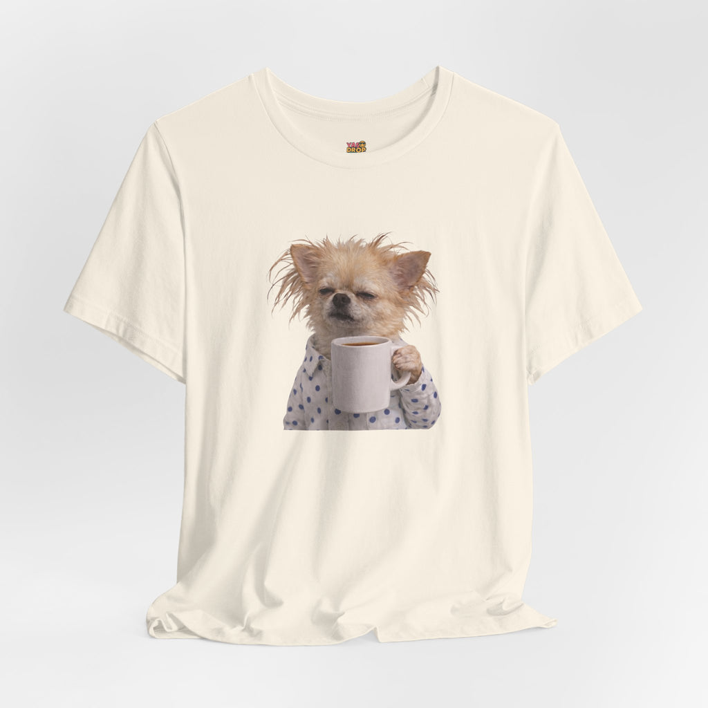 Morning Mood Tired Chihuahua Coffee Graphic T-Shirt
