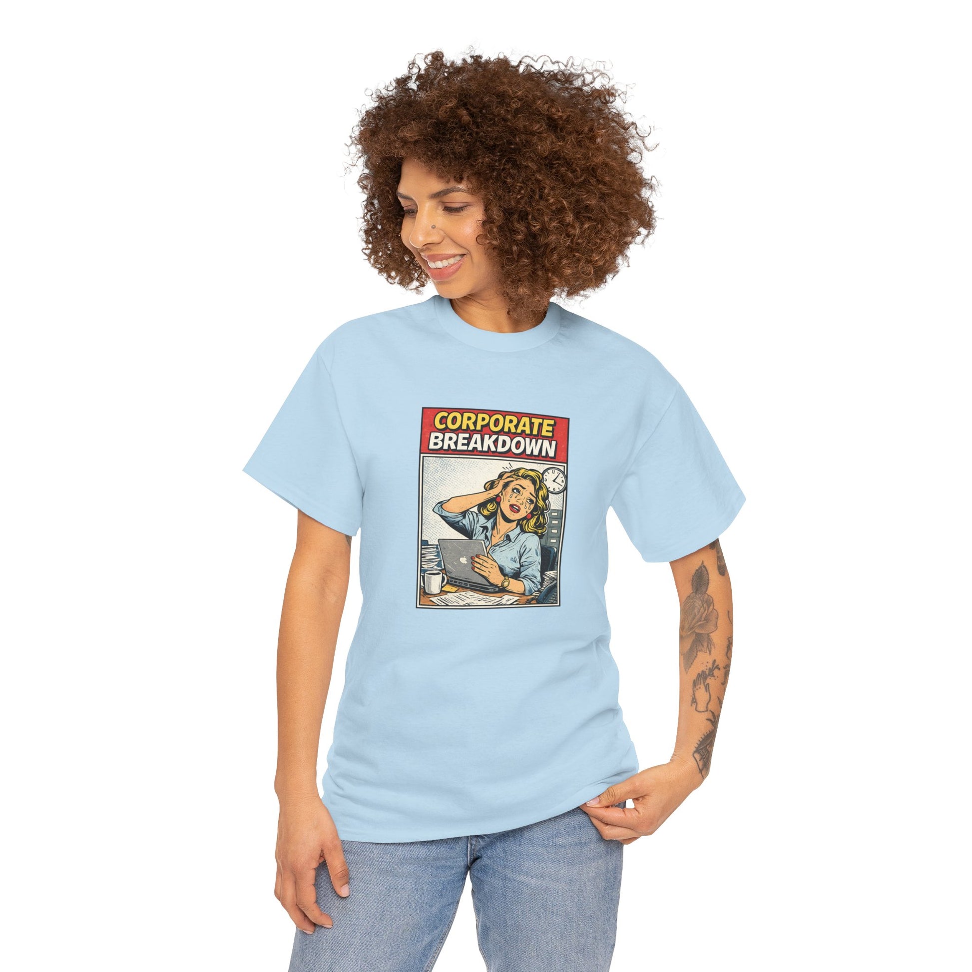 Corporate Breakdown Tee – Retro Office Meme T-Shirt (9–5 Burnout Graphic Shirt)