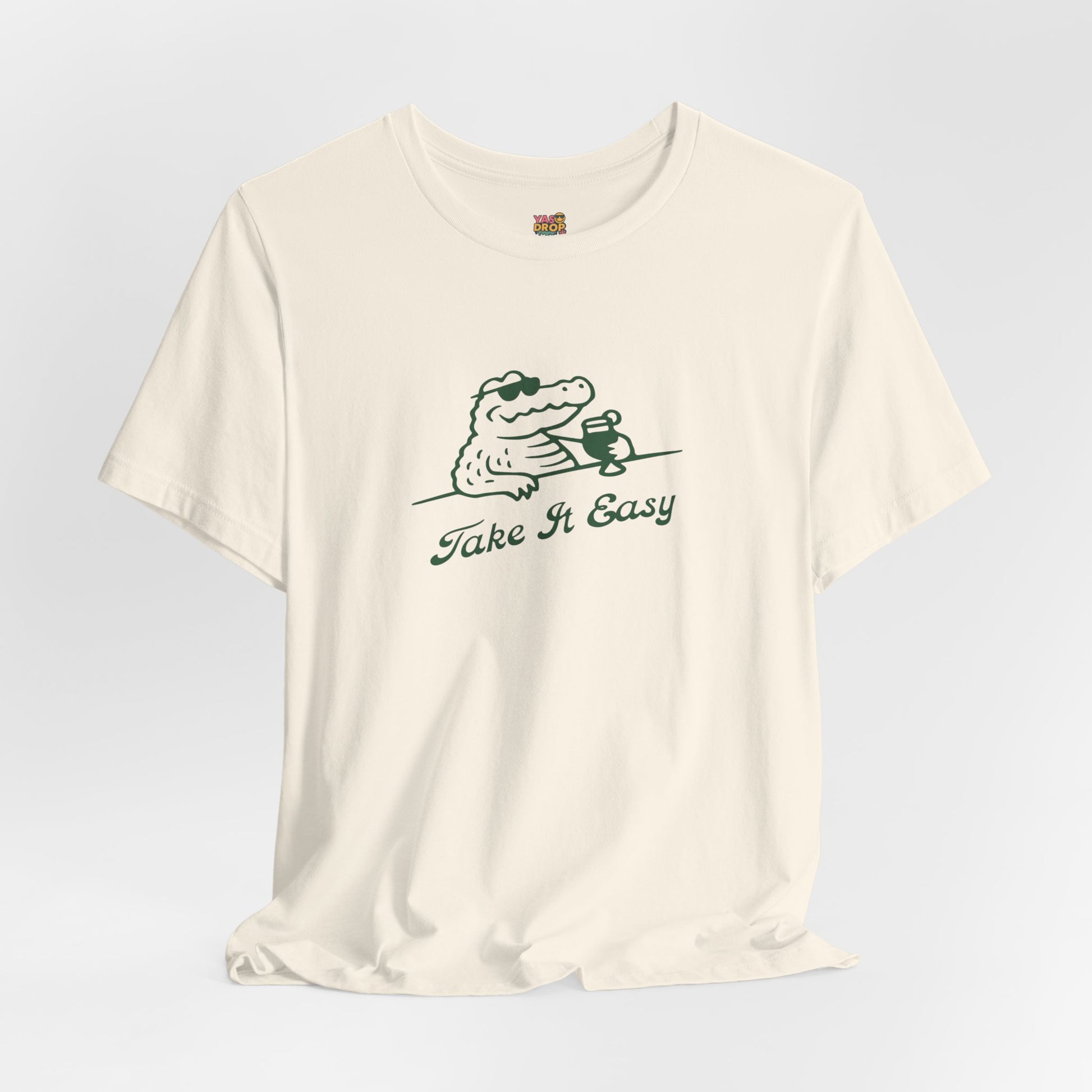 Take It Easy Crocodile Graphic Tee - Retro Aesthetic Vintage White Streetwear Shirt