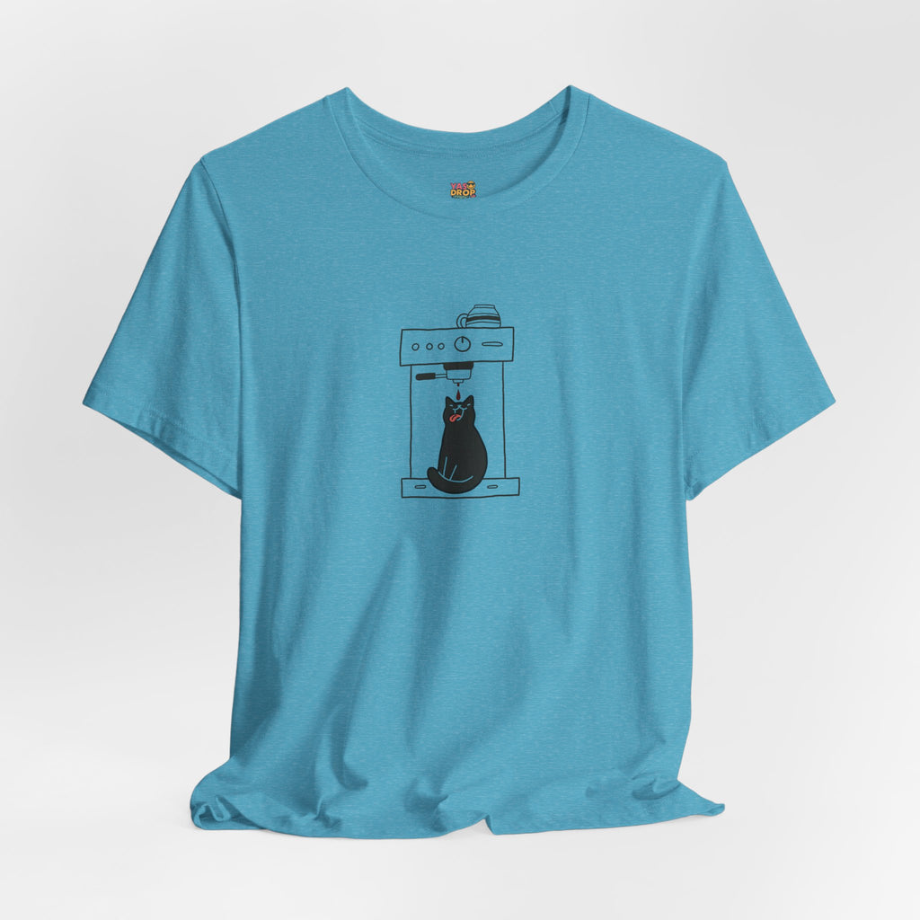 Espresso Cat Graphic Tee – Ironic Minimalist Coffee Streetwear