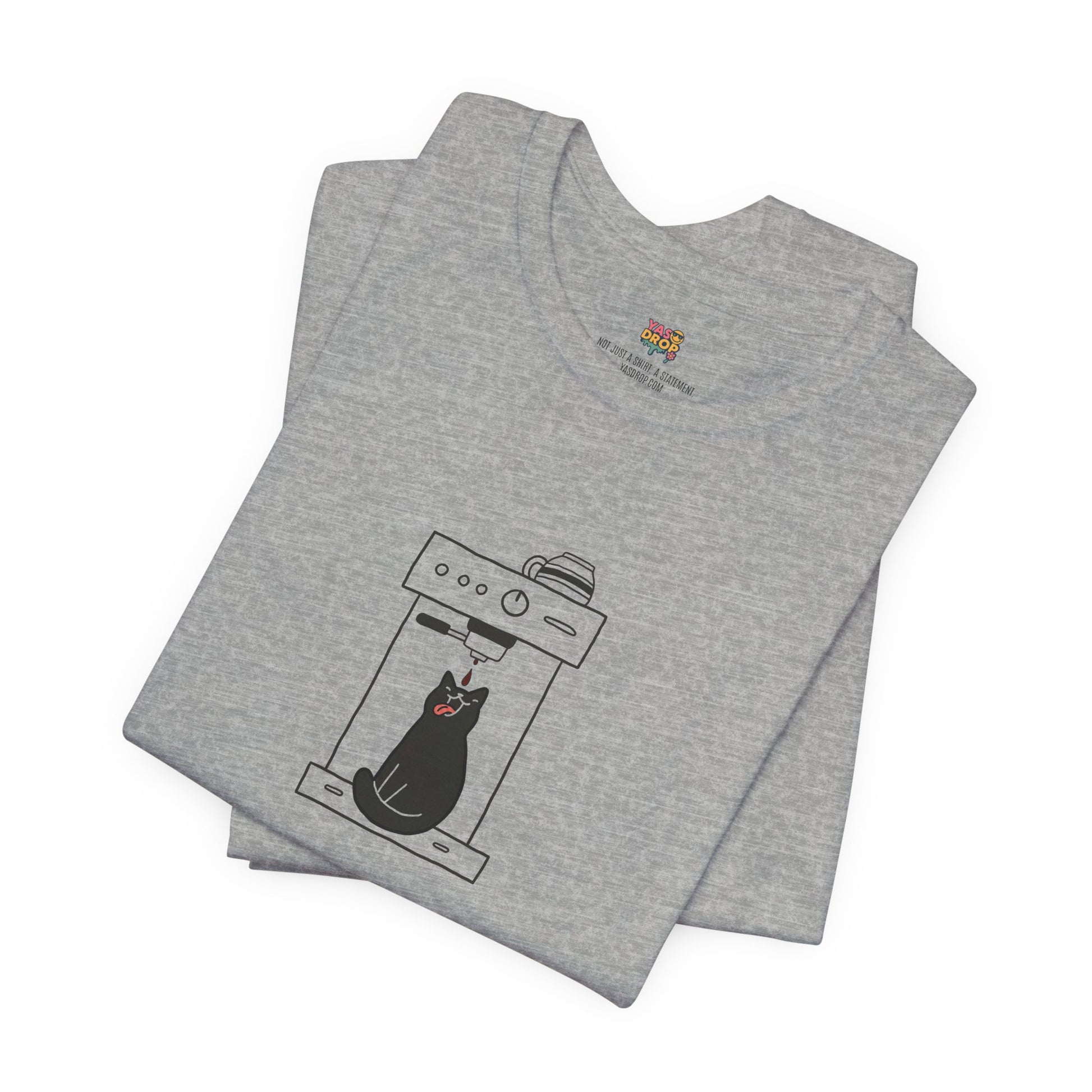 Espresso Cat Graphic Tee – Ironic Minimalist Coffee Streetwear