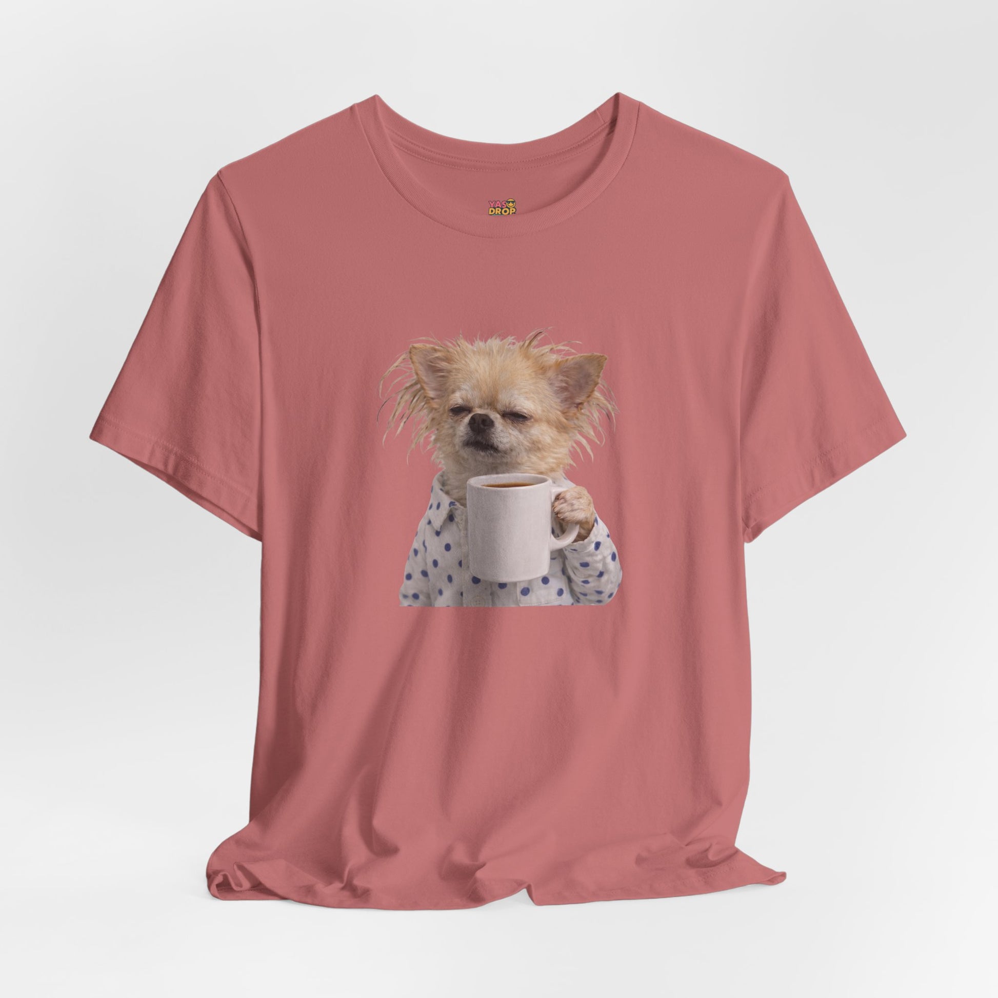 Morning Mood Tired Chihuahua Coffee Graphic T-Shirt