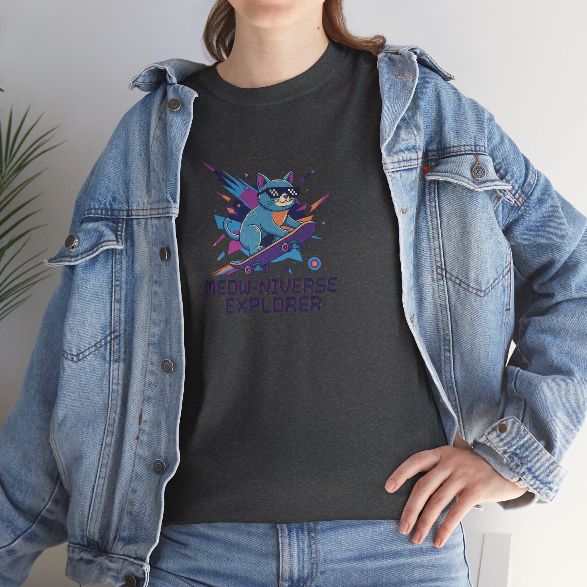 MEOW-NIVERSE EXPLORER: Retro Cyber Cat Skater Tee