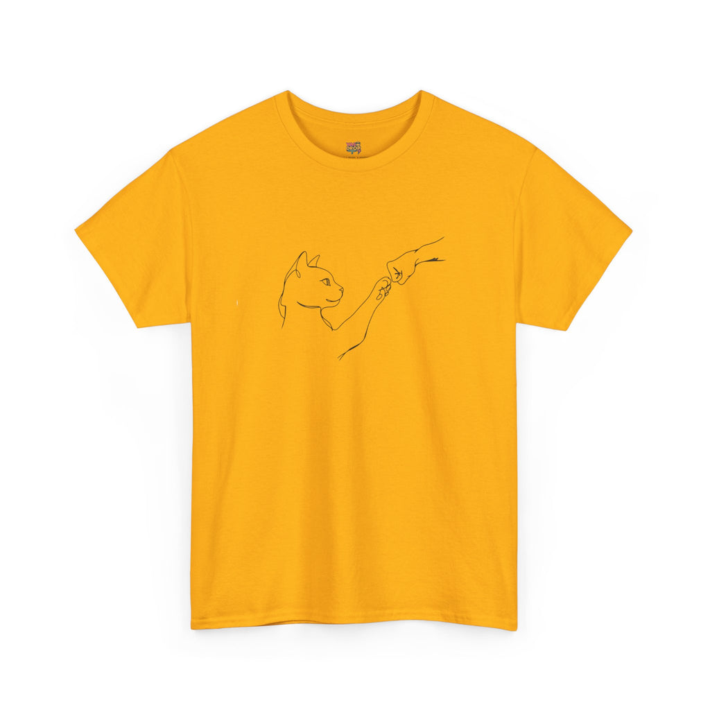 Paw Bump Bond: Minimalist Cat & Human Connection Art Tee