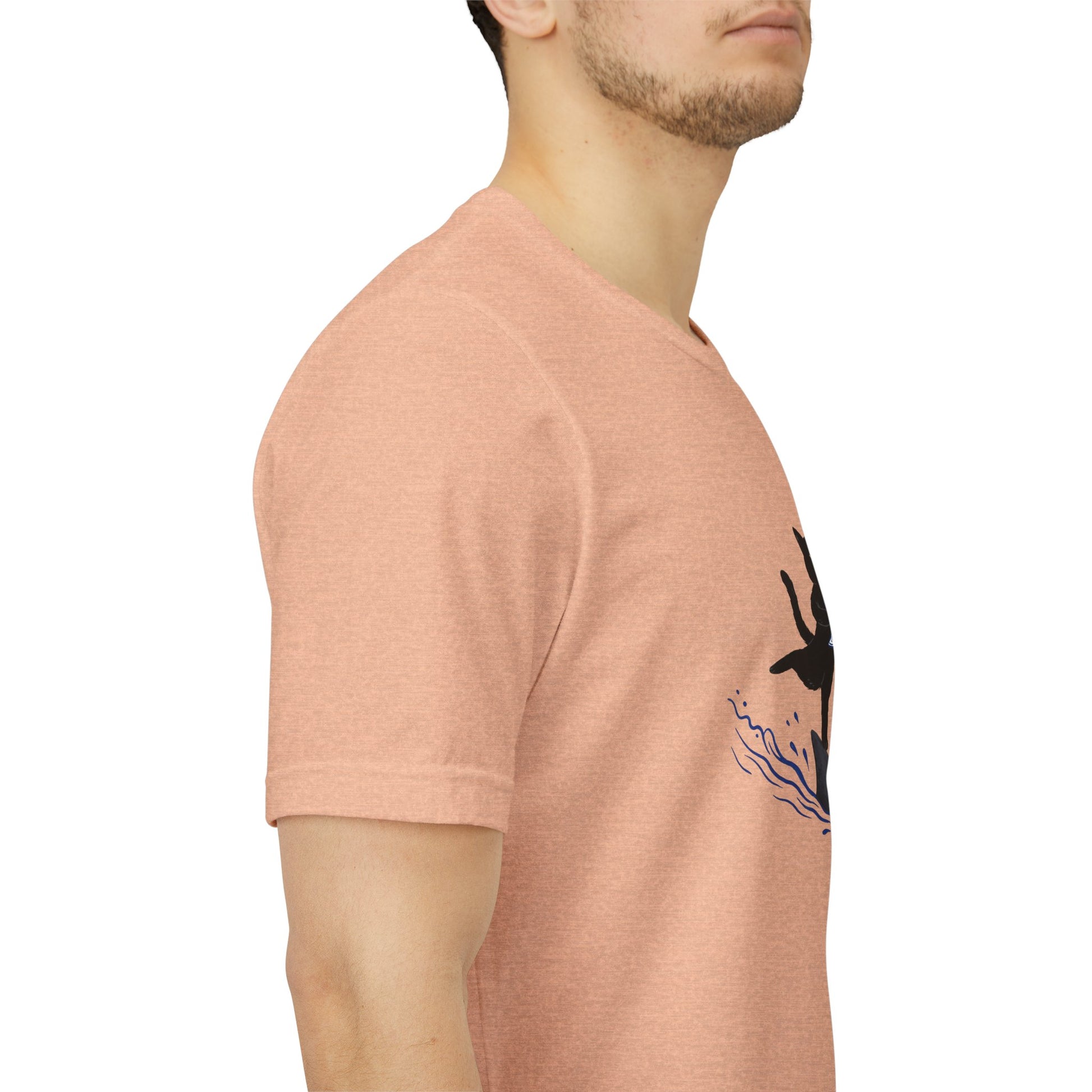 "Who Cares" Cat Surfing on Shark Graphic Tee – Ironic Minimalist Aesthetic Unisex T-Shirt