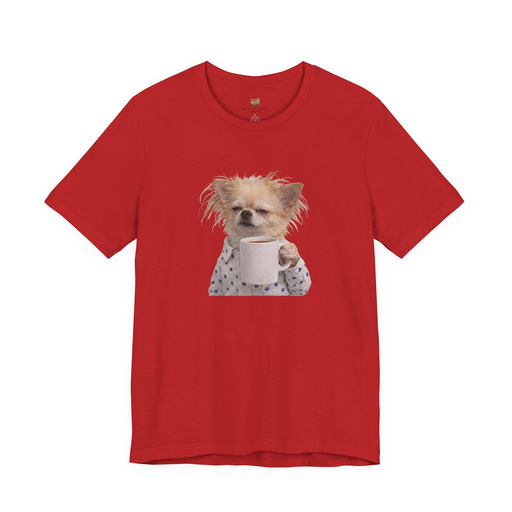 Morning Mood Tired Chihuahua Coffee Graphic T-Shirt